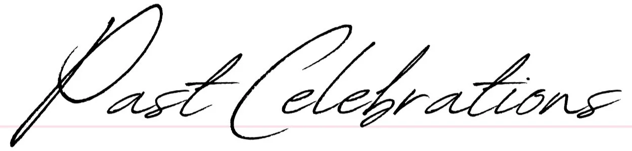 Handwritten text that says 'Past Celebrations' in cursive font.