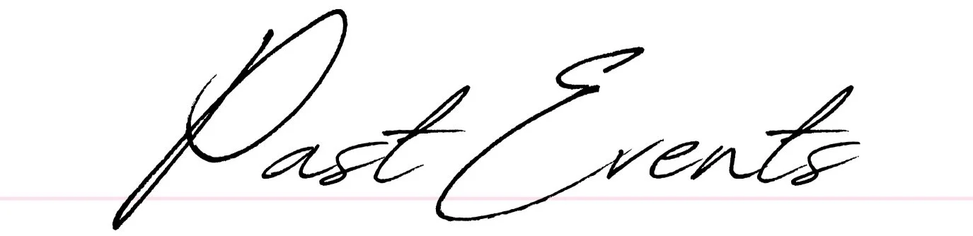 Close-up of the phrase 'Past Events' written in elegant, cursive black ink on a white background.