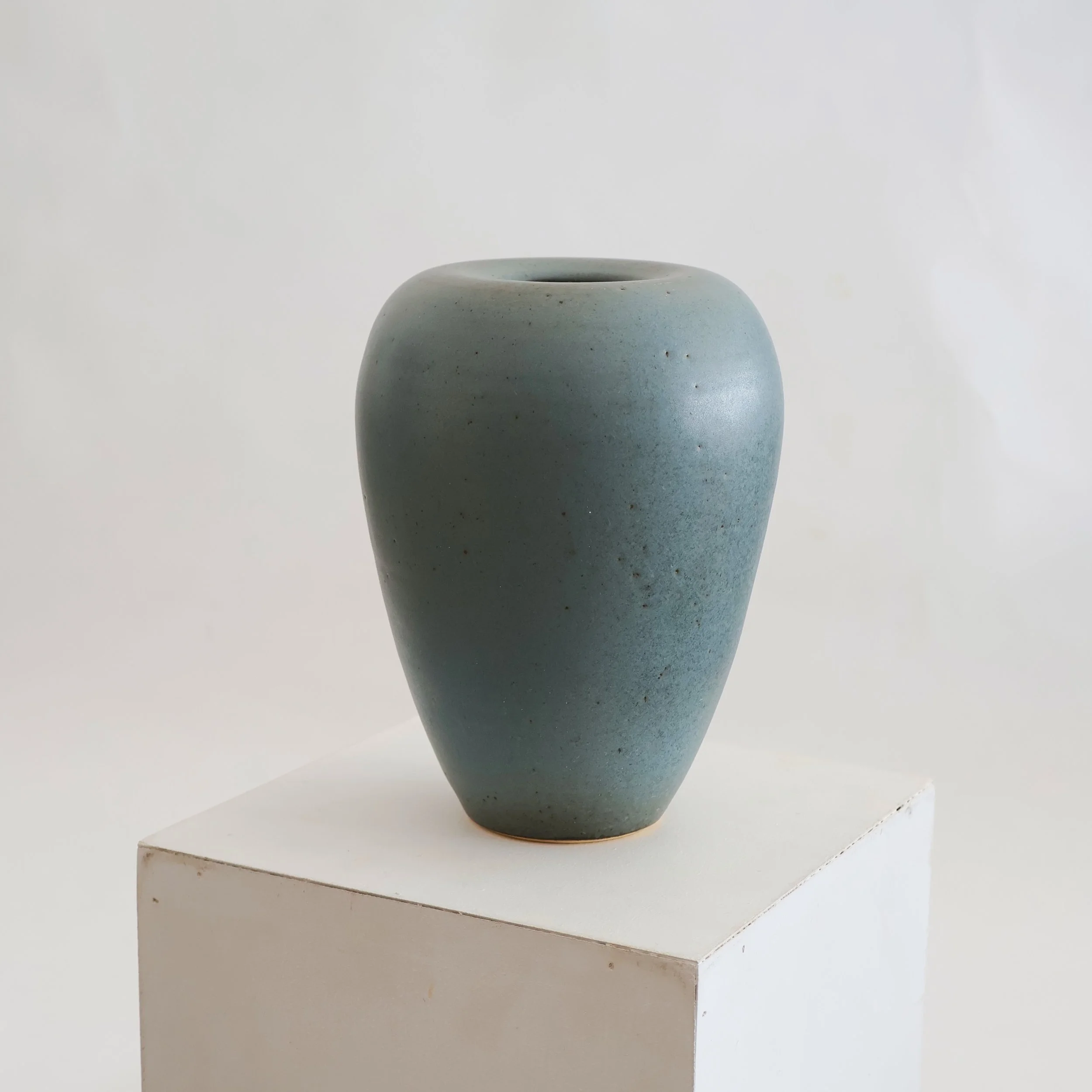 Round Matte Blue Vase