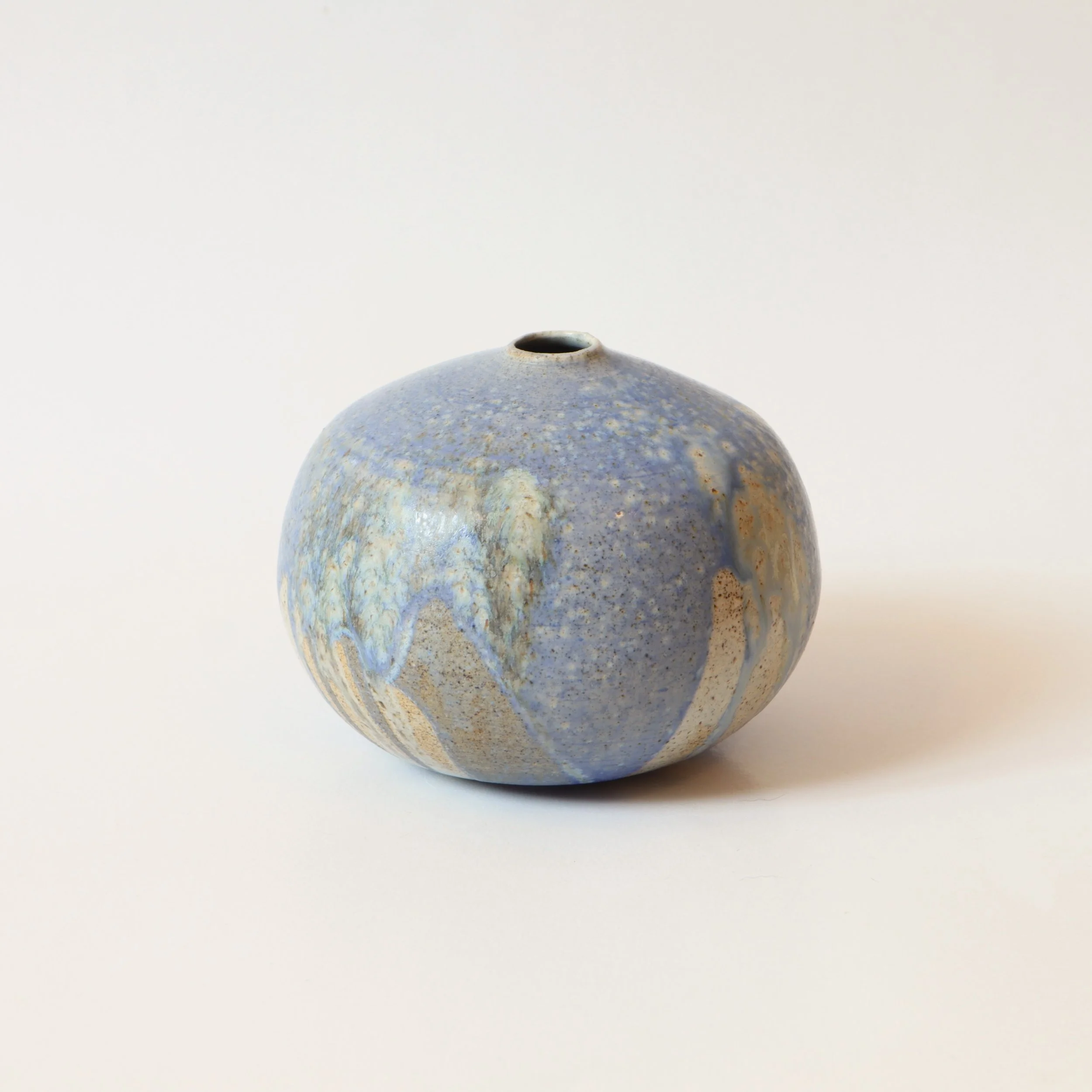 Blue Stoneware Round Vase