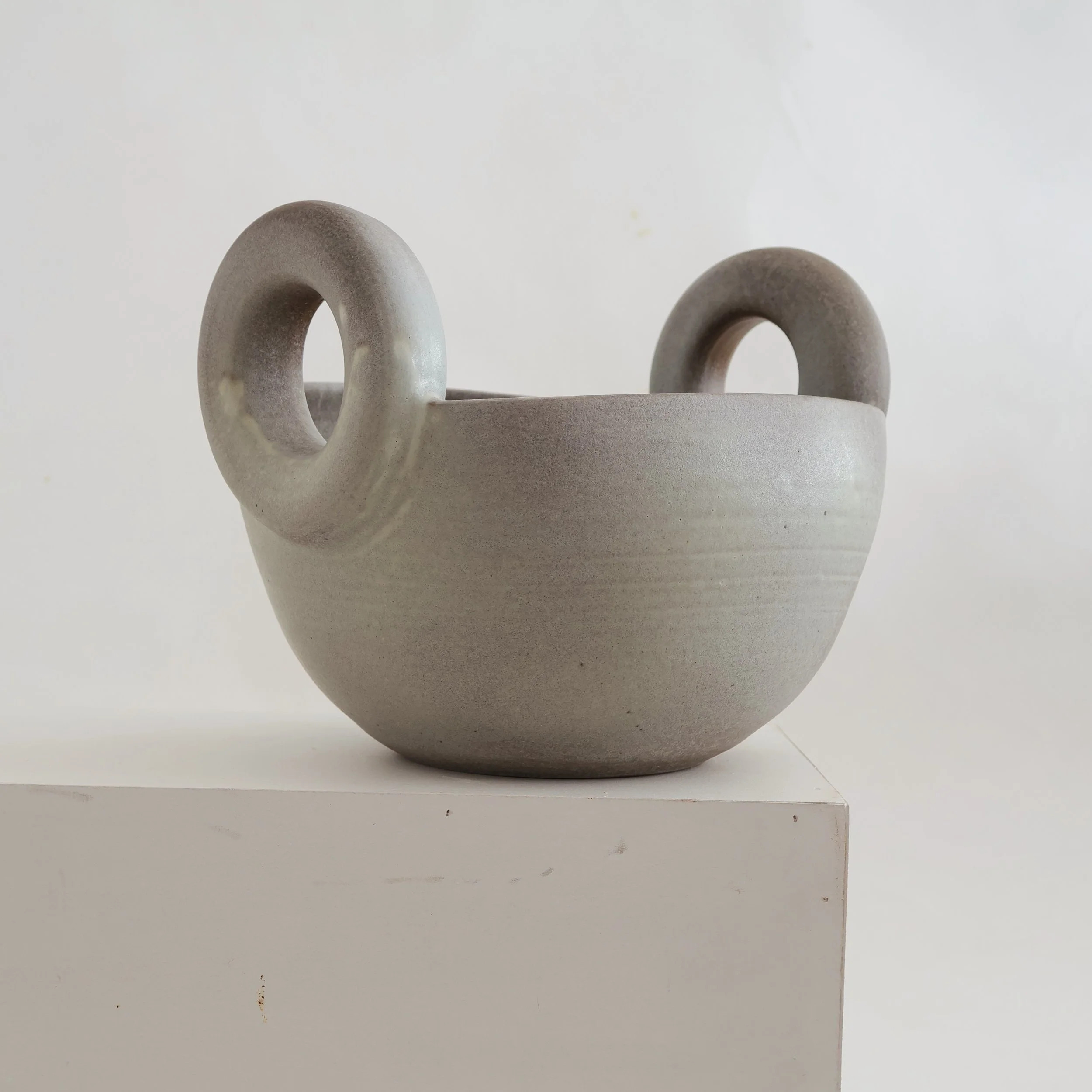 Matte Grey Double Ring Handle Bowl