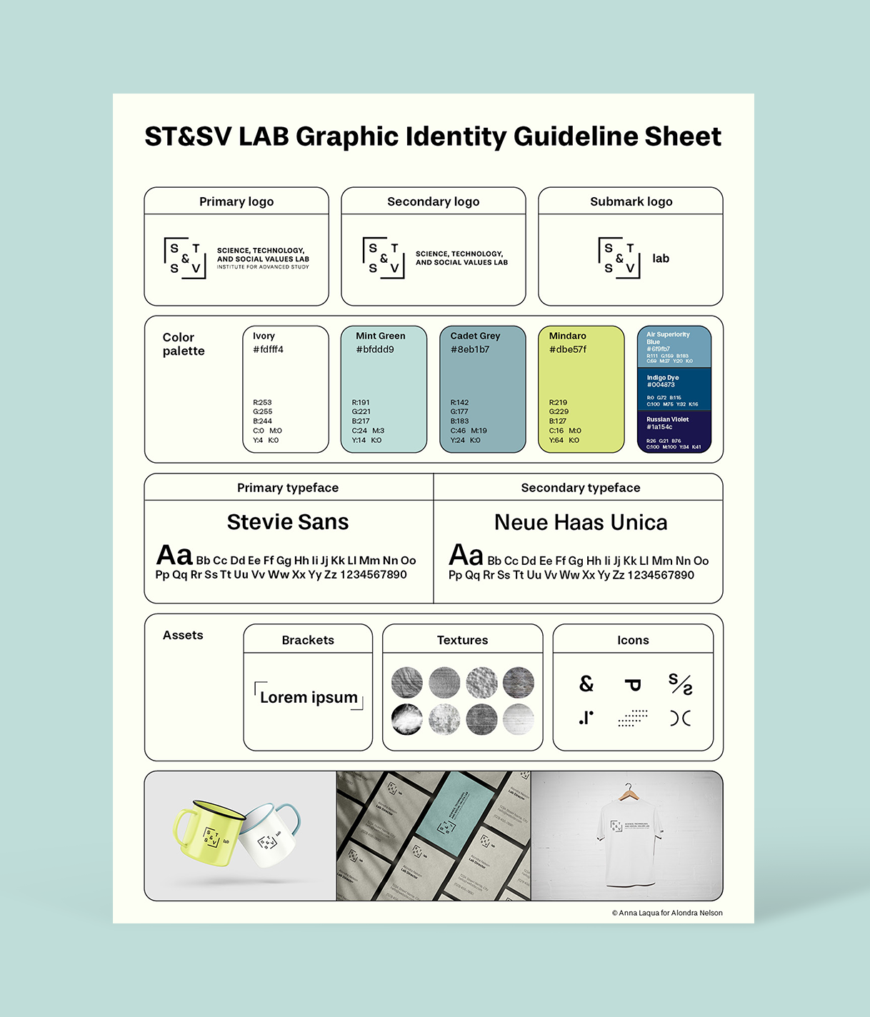One-page brand guide for ST&SV Lab