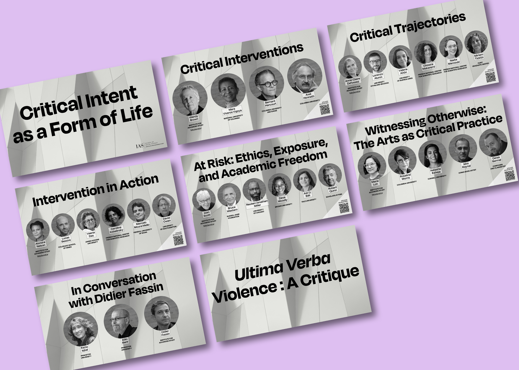 Panel screens for “Critical Intent as a Form of Life” conference