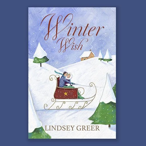 Winter Book Cover - Romantic Couple Sleigh Snow