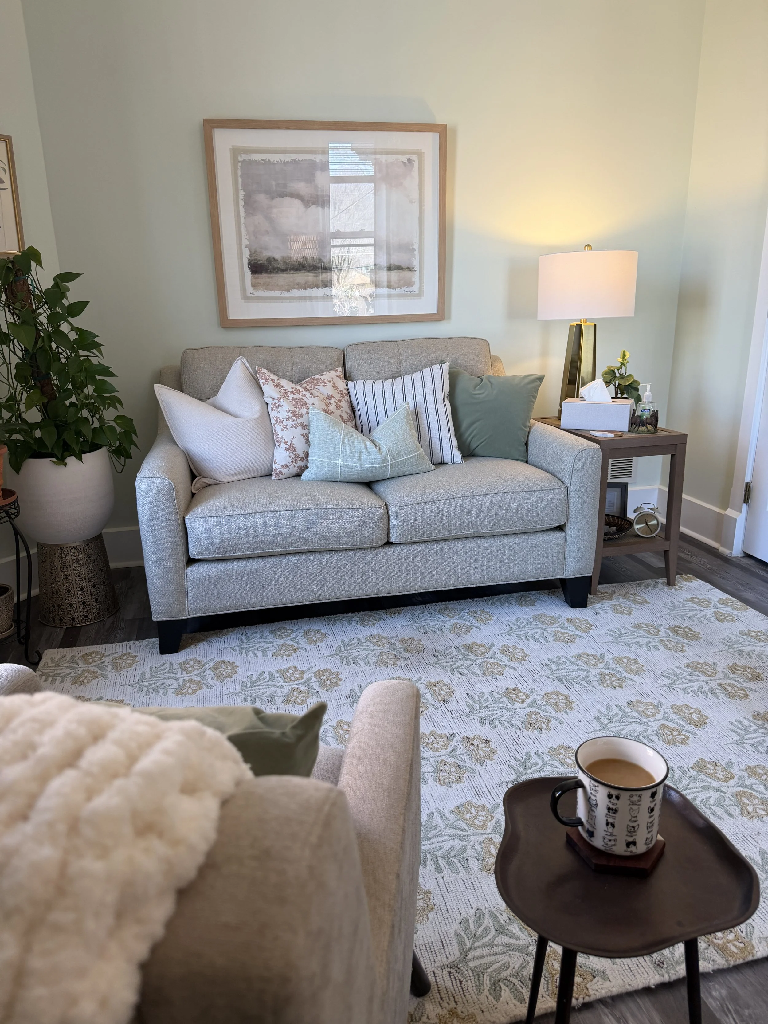 Comfortable counseling office for trauma therapy and EMDR