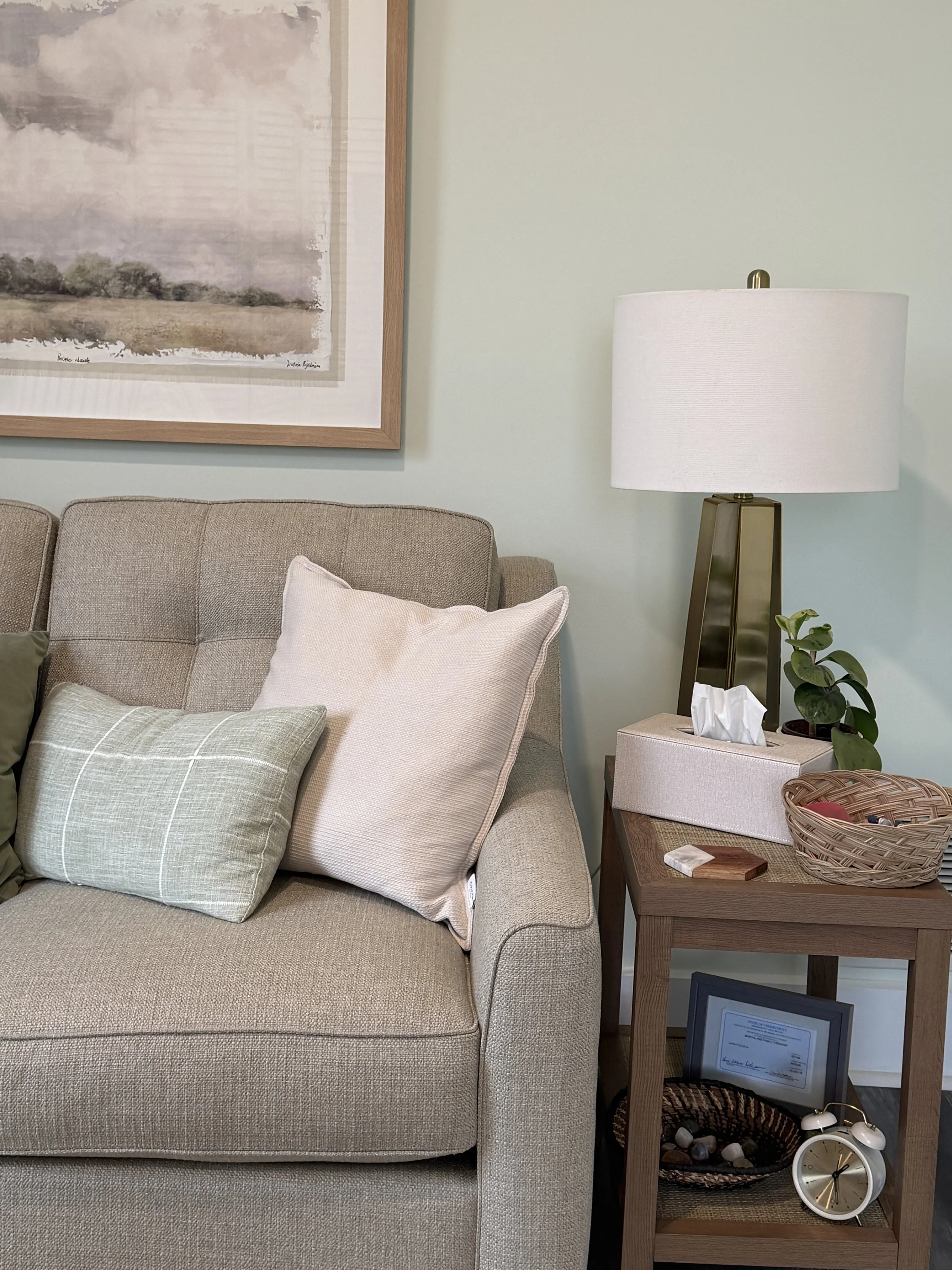 Comfortable chair used during EMDR therapy sessions