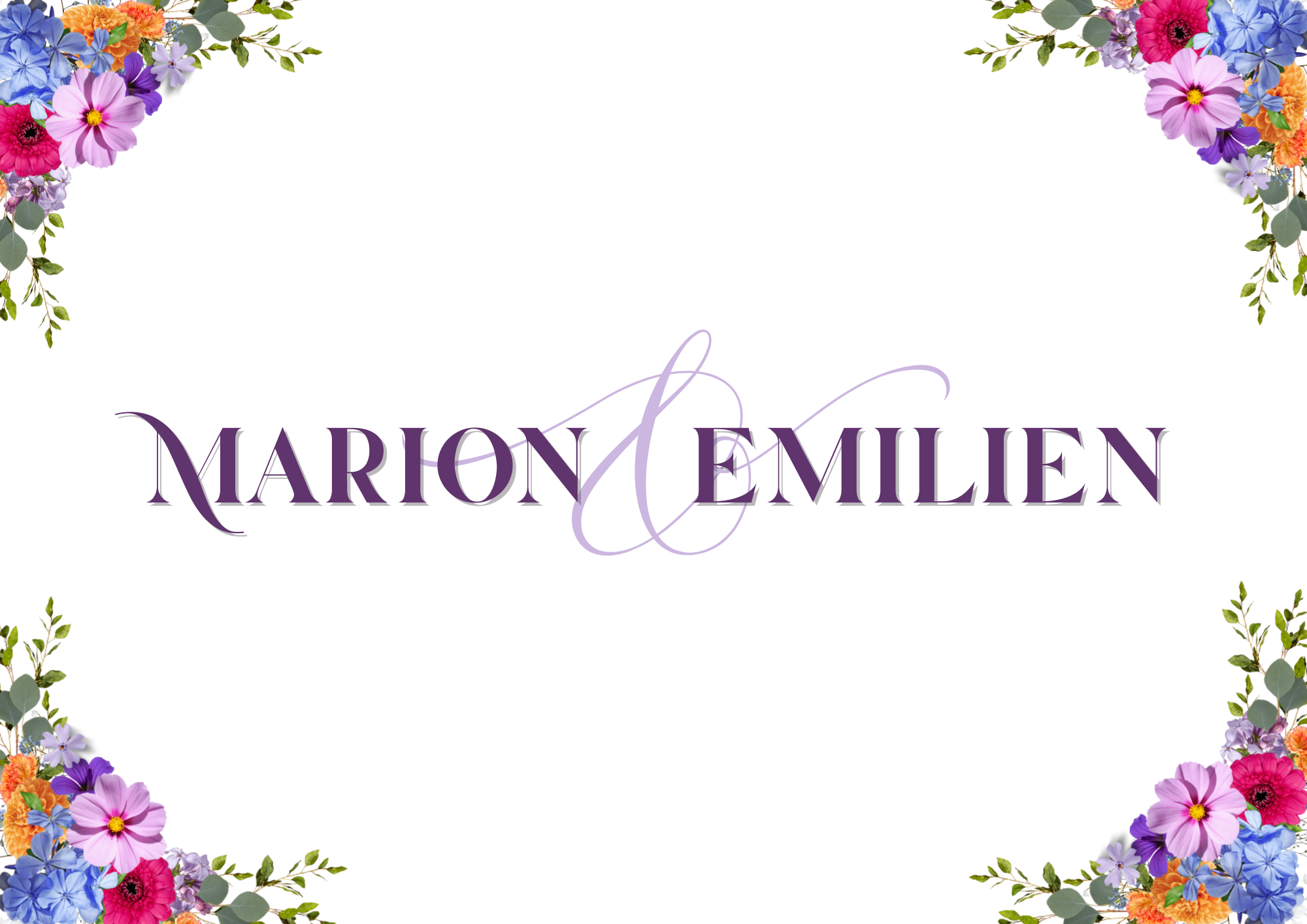 Logo de Marion Boulon entouré de fleurs colorées