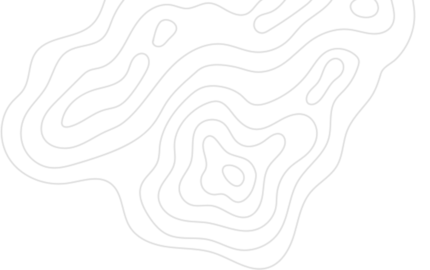 Topographic map with black background and white contour lines indicating elevation changes
