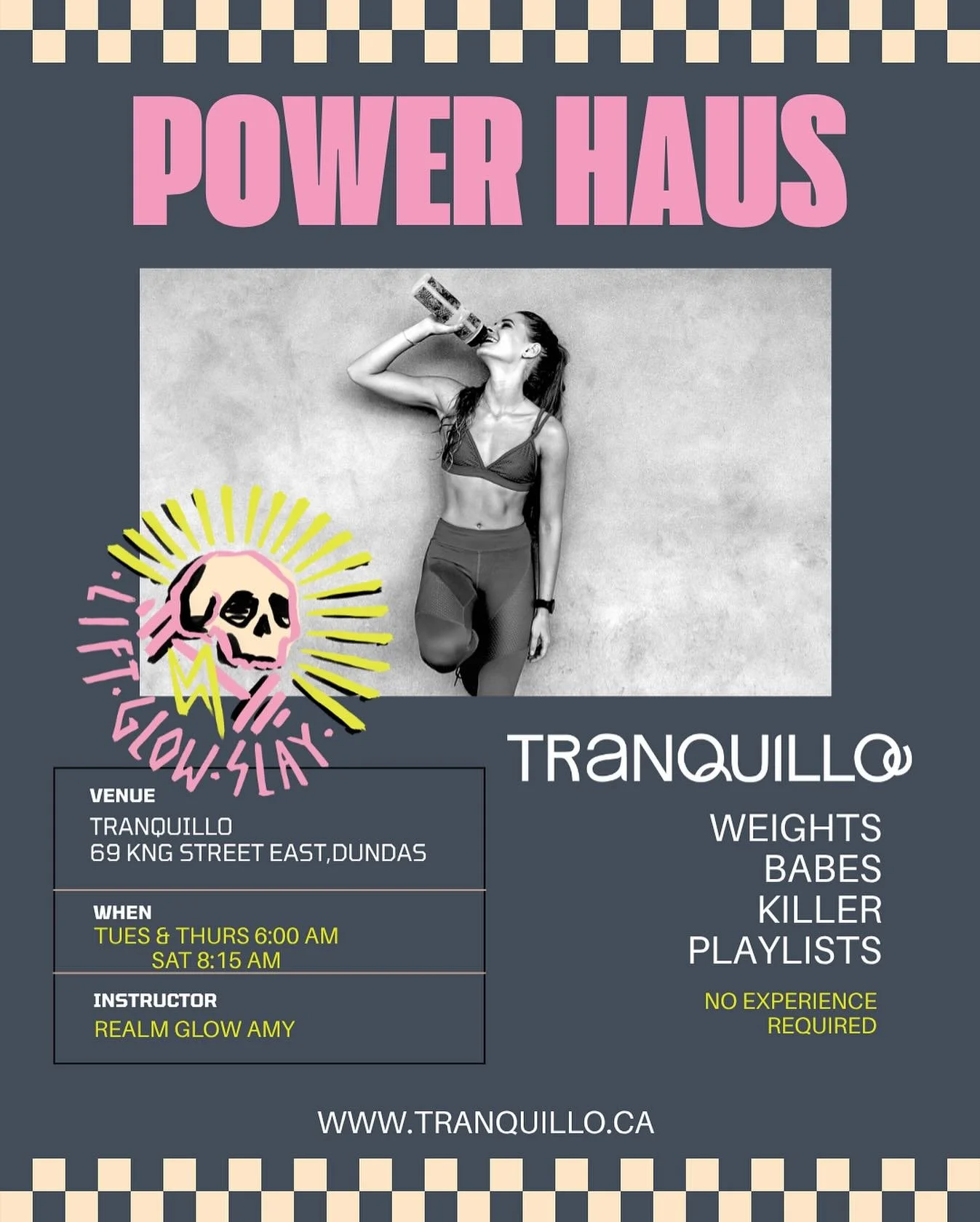 Who&rsquo;s ready to SWEAT and SLAY?! Group strength training kicks off next week at @hello.tranquillo with yours truly. LET&rsquo;S GET TONED, BABY, and don&rsquo;t forget to book your @realmglowstudio contour tan so those gains glow just right 💪🔥