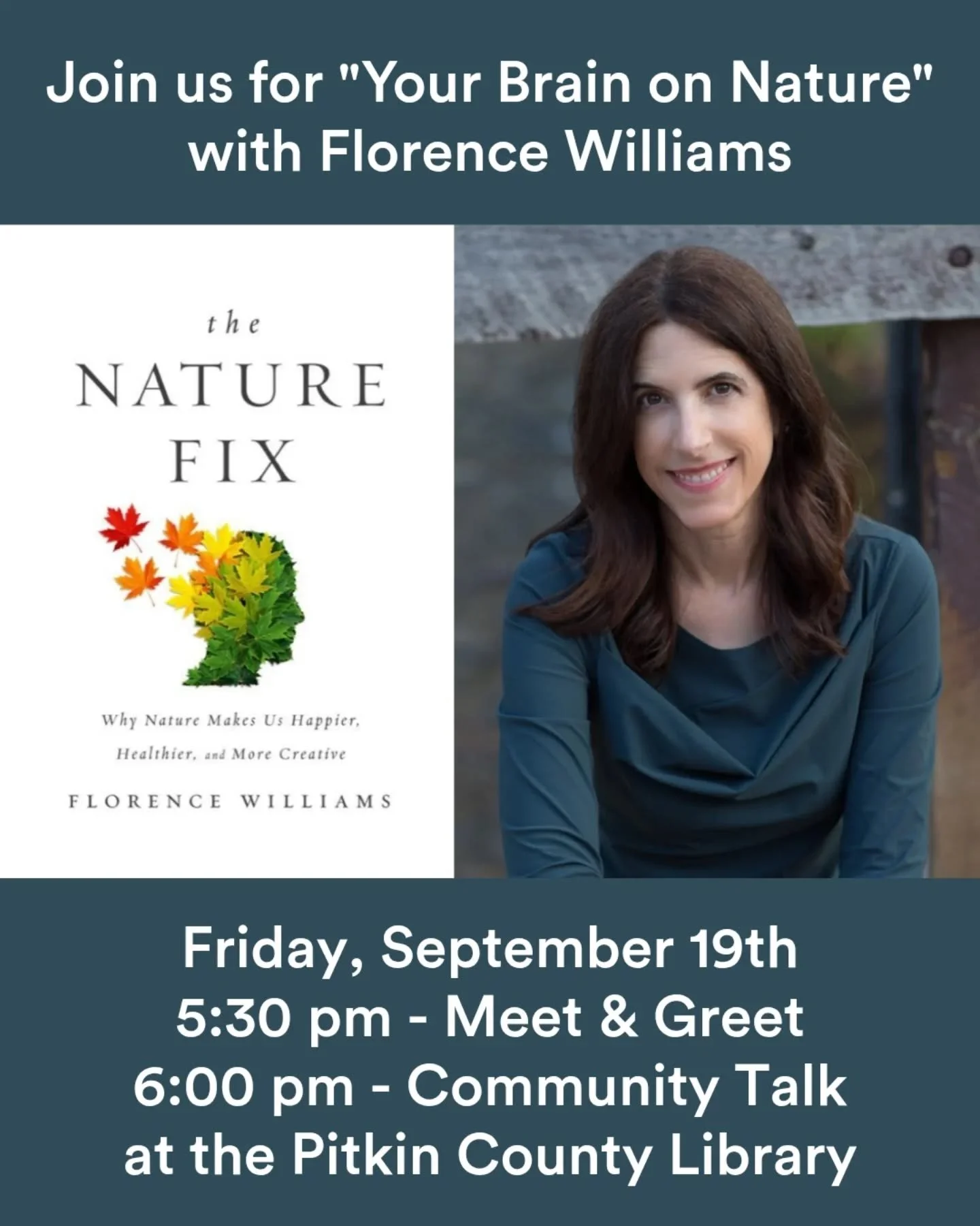 Discover the science of why nature makes us feel so good!

Join RFOV and award-winning journalist Florence Williams for a community talk on how time outdoors&mdash;and volunteering&mdash;boosts our health, creativity, and connection.

Event Details:
