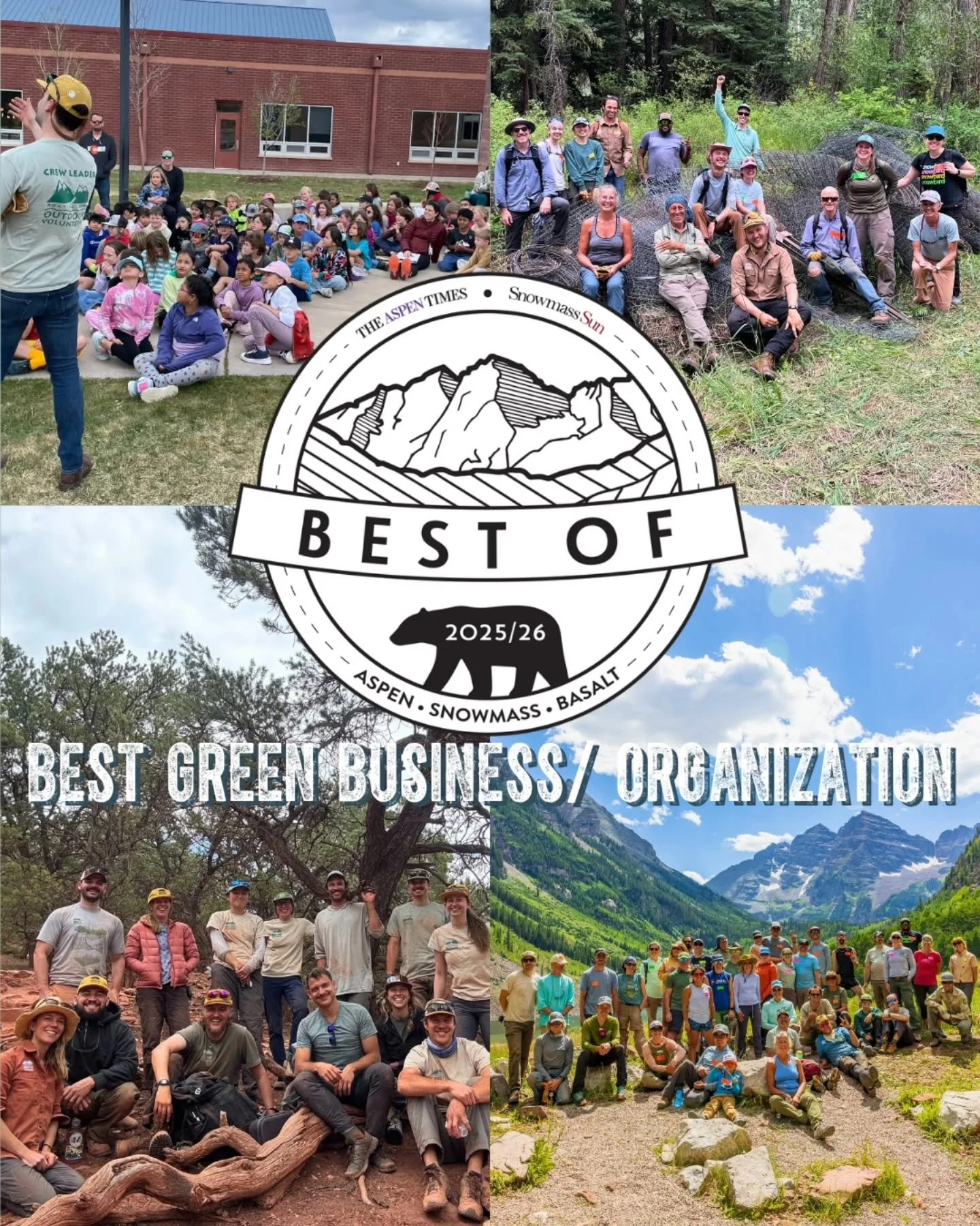 We&rsquo;re so proud to share that Roaring Fork Outdoor Volunteers was voted Best Green Business/Organization in the Roaring Fork Valley 💚💚💚

This one&rsquo;s for our incredible community: the ones with the muddy boots and open hearts, the trail l