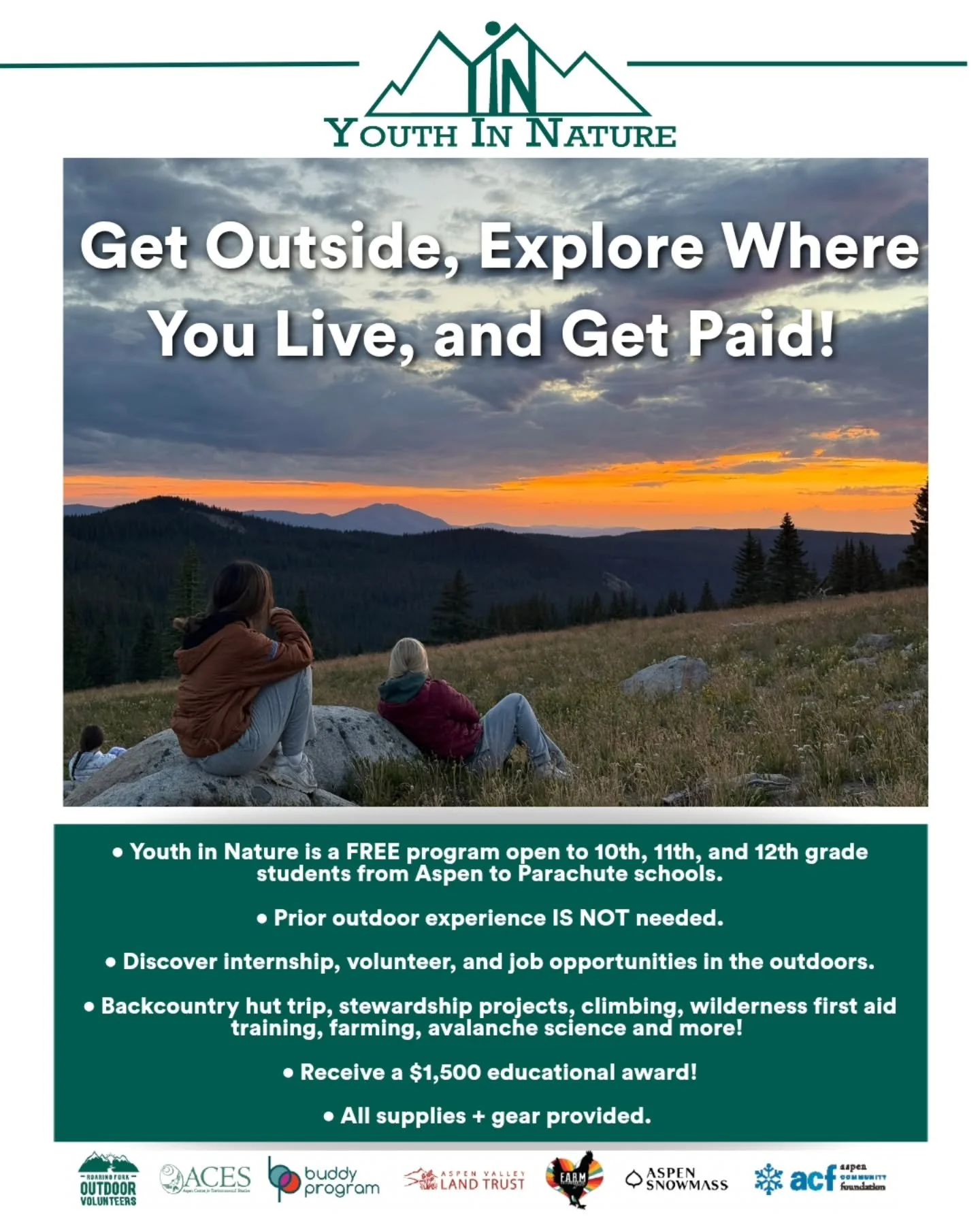 The application is now open for Youth in Nature 26/27 cohort. If you know a high school student who would love to get paid to be outdoors, learn great skills and meet new friends, tell them to apply! Link in our bio or visit www.rfov.org/youth-in-nat