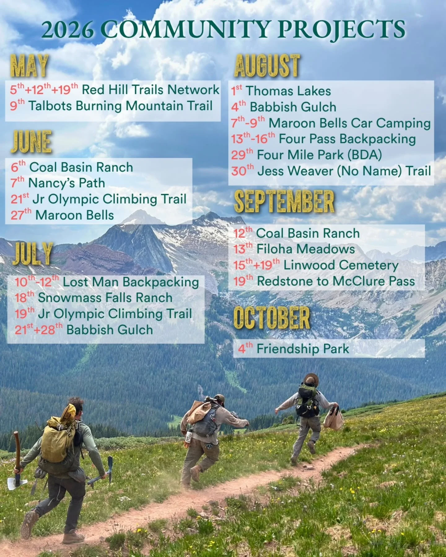 It's that time of year &mdash; the 2026 Community Project season is open, and there's a place for everyone at the table. Whether you're a seasoned volunteer or brand new to stewardship, we'd love to have you out there with us.

Explore our full calen