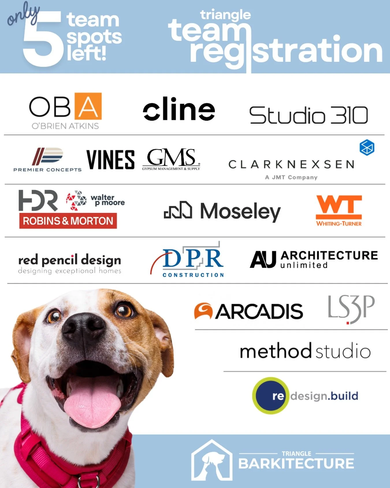 Only 5 spots left in this year&rsquo;s Triangle Barkitecture competition! 🐾🎉

We get it: this is a pretty intimidating lists of past winners and pup-and-comers, but we know you&rsquo;ve got what it takes to get people&rsquo;s attention and make tai