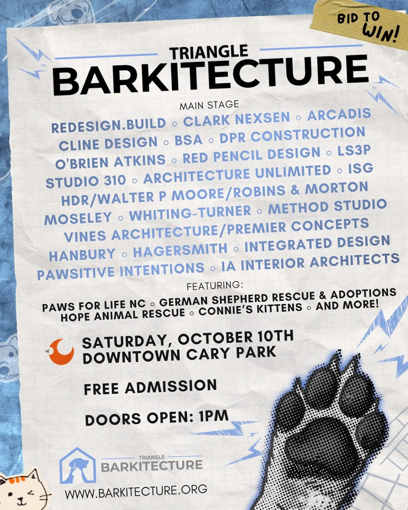 Announcing the headliners for this year&rsquo;s Triangle Barkitecture. 🐾🤘🏻

Over 20 teams of architects, engineers, designers, contractors, and creative professionals take the main stage to bring you the very best in custom pet architecture!

From