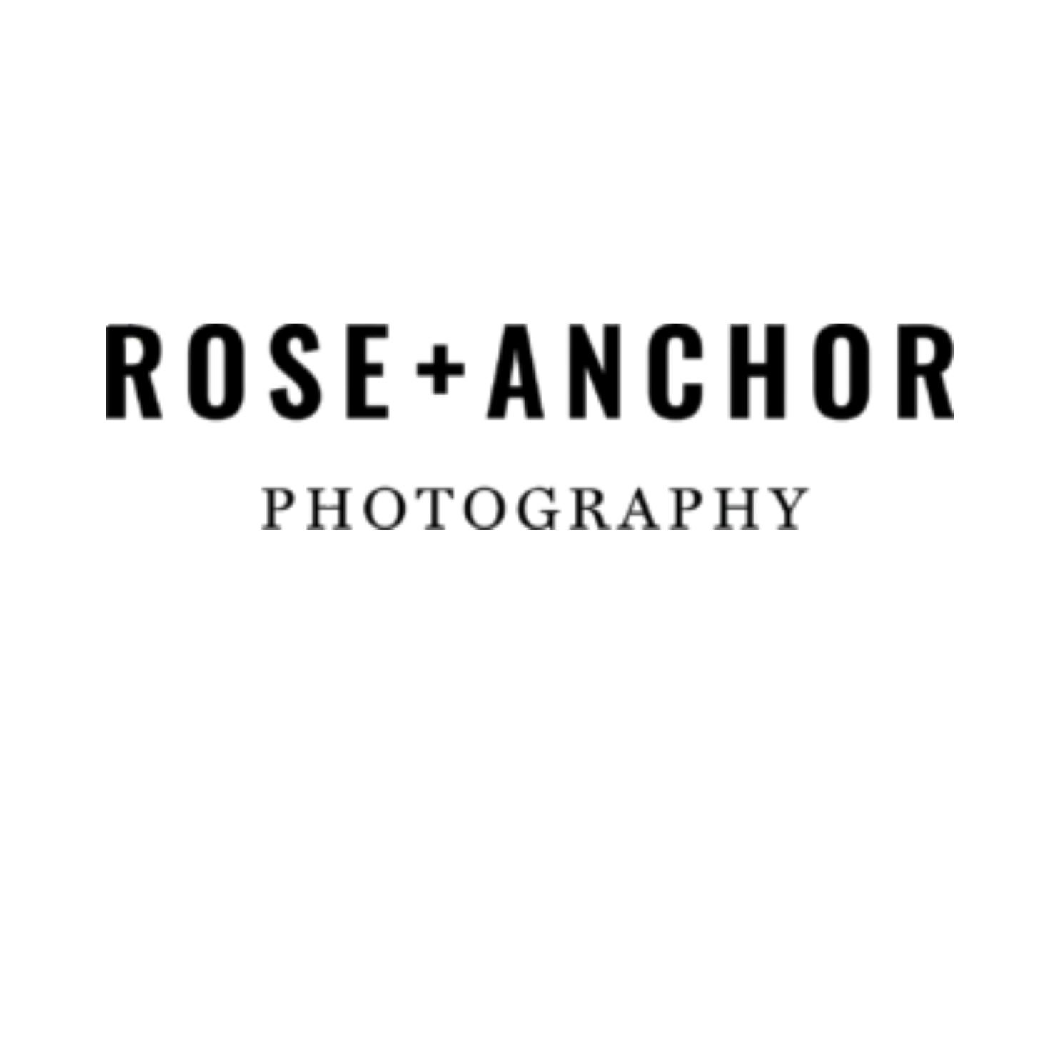 Logo of Rose & Anchor Photography with black text and red accents on a black background.