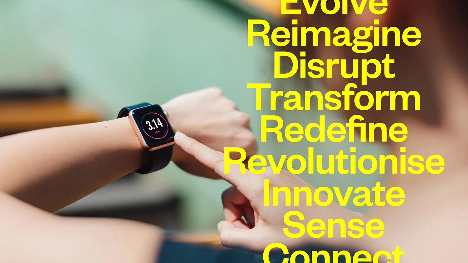 A close up of a smart watch overlaid with a list of features of Pragmatic Semiconductor technology