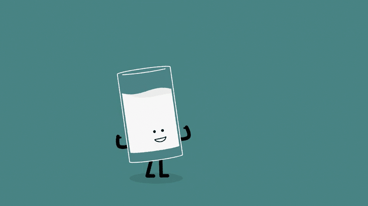 A cute animation of a dancing milk glass character, created for dairy brand Arla