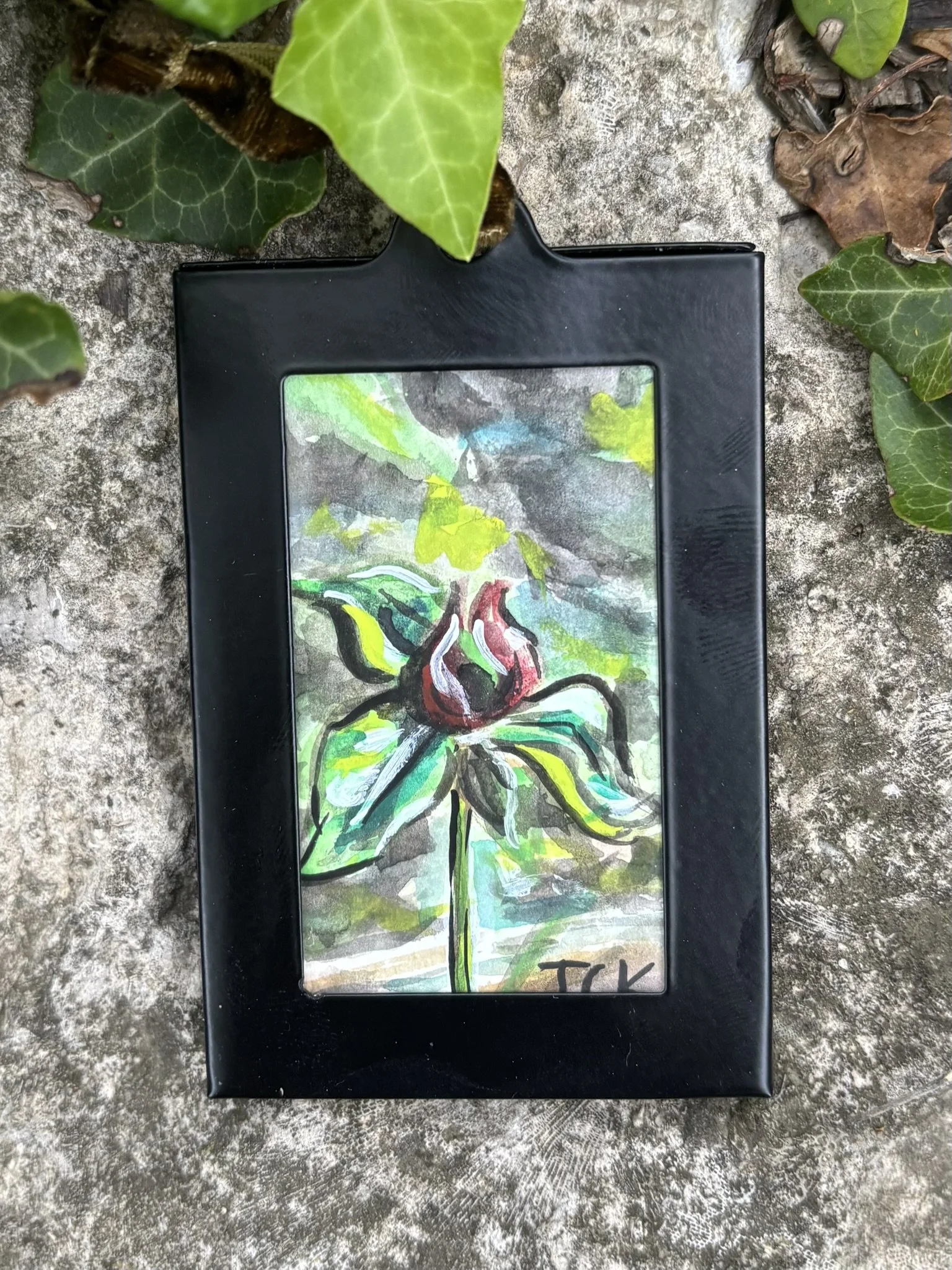 Prairie Trillium, 2026, 2x3 inches, gouache on multimedia paper