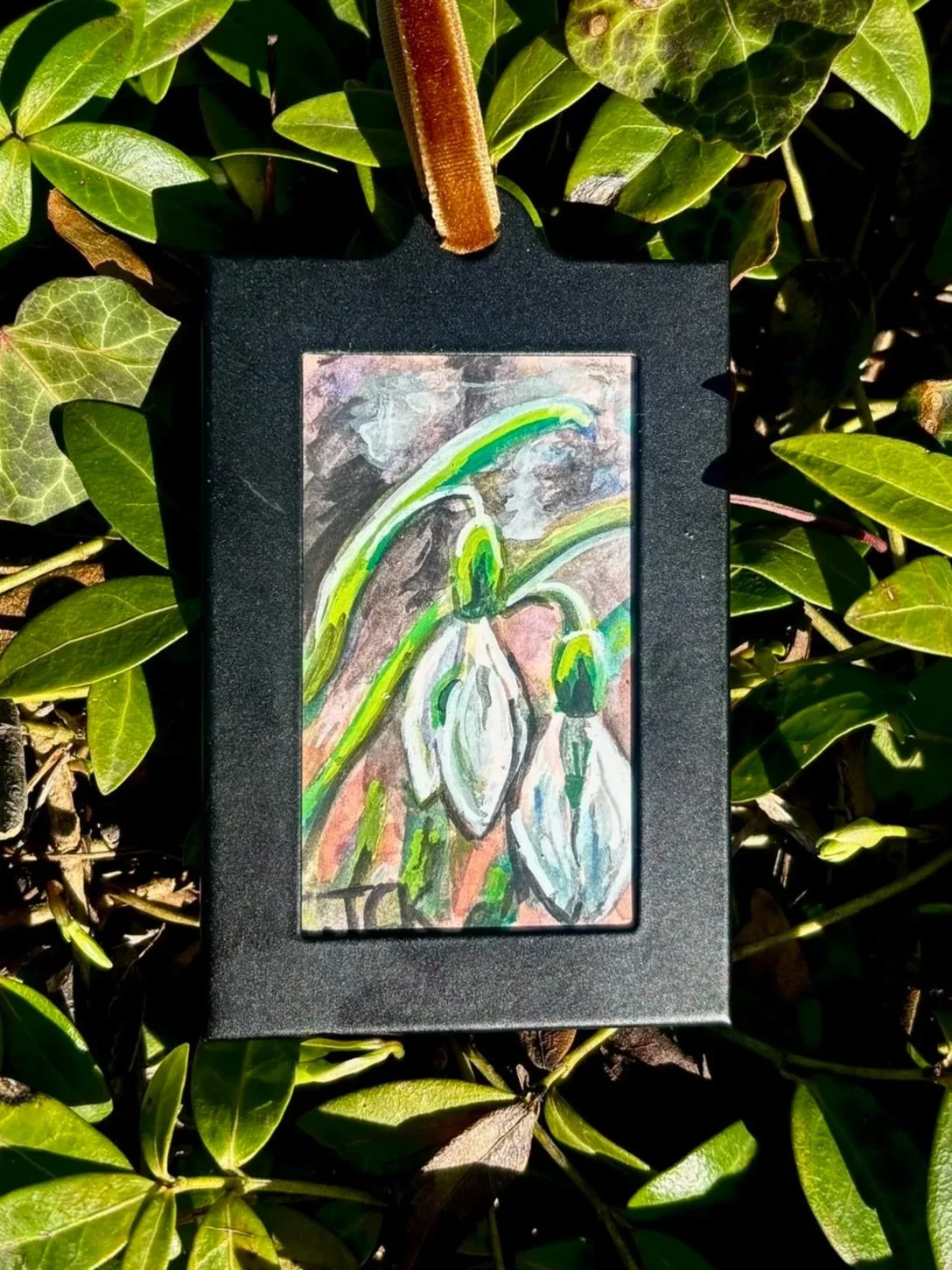 Snowdrop, 2026, 2x3 inches, gouache on multimedia paper - SOLD