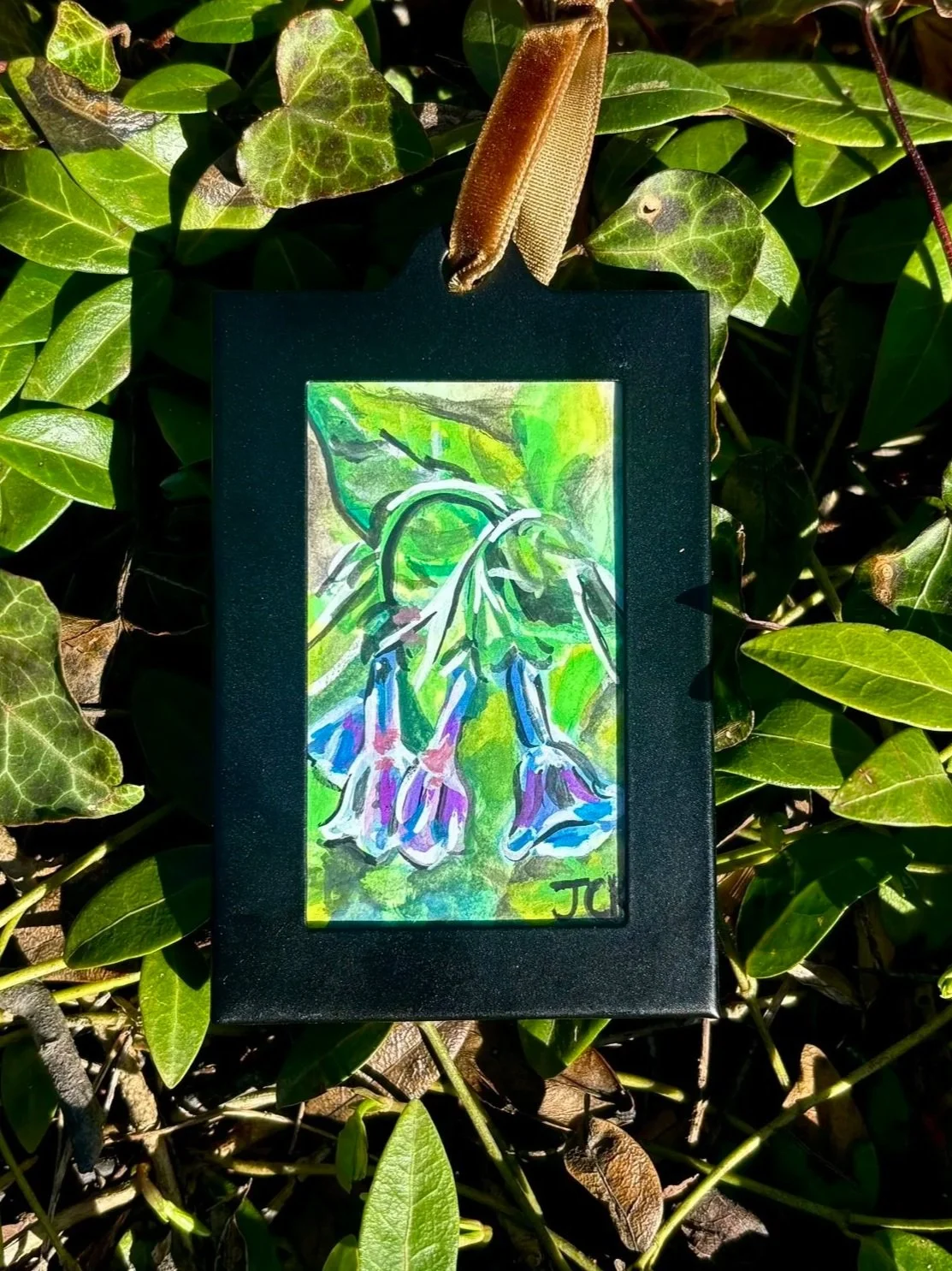 Virginia Bluebell, 2026, 2x3 inches, gouache on multimedia paper - SOLD