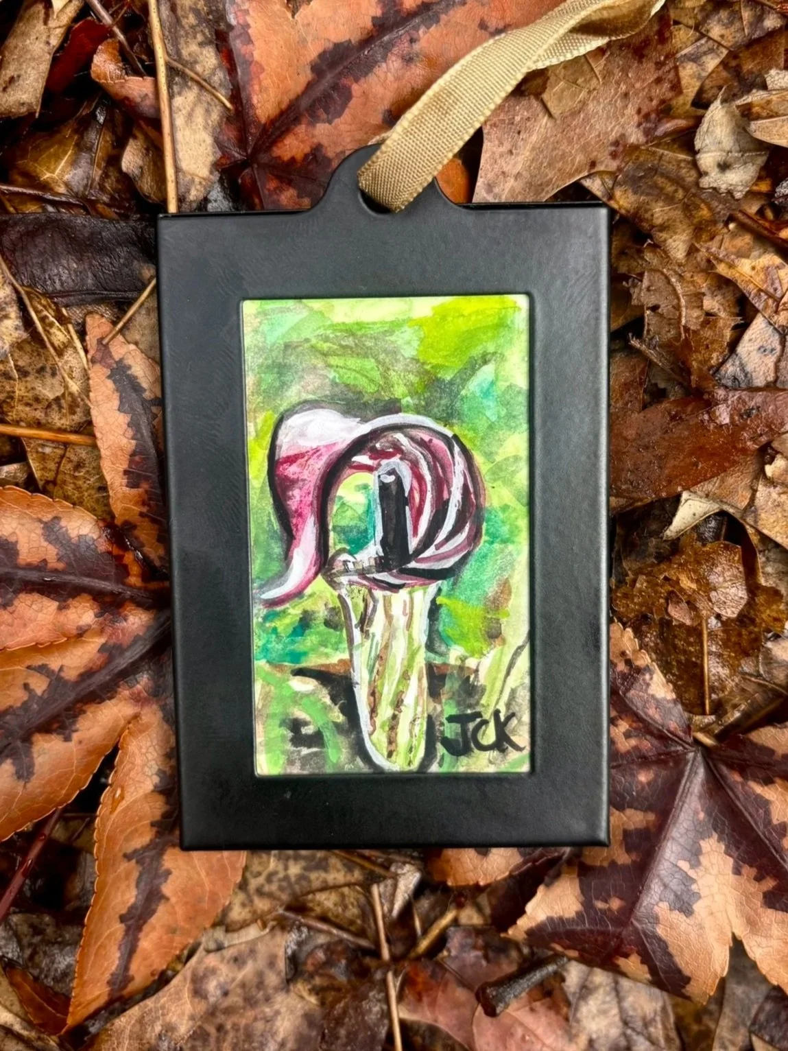 Jack-in-the-Pulpit, 2026, 2x3 inches, gouache on multimedia paper - SOLD