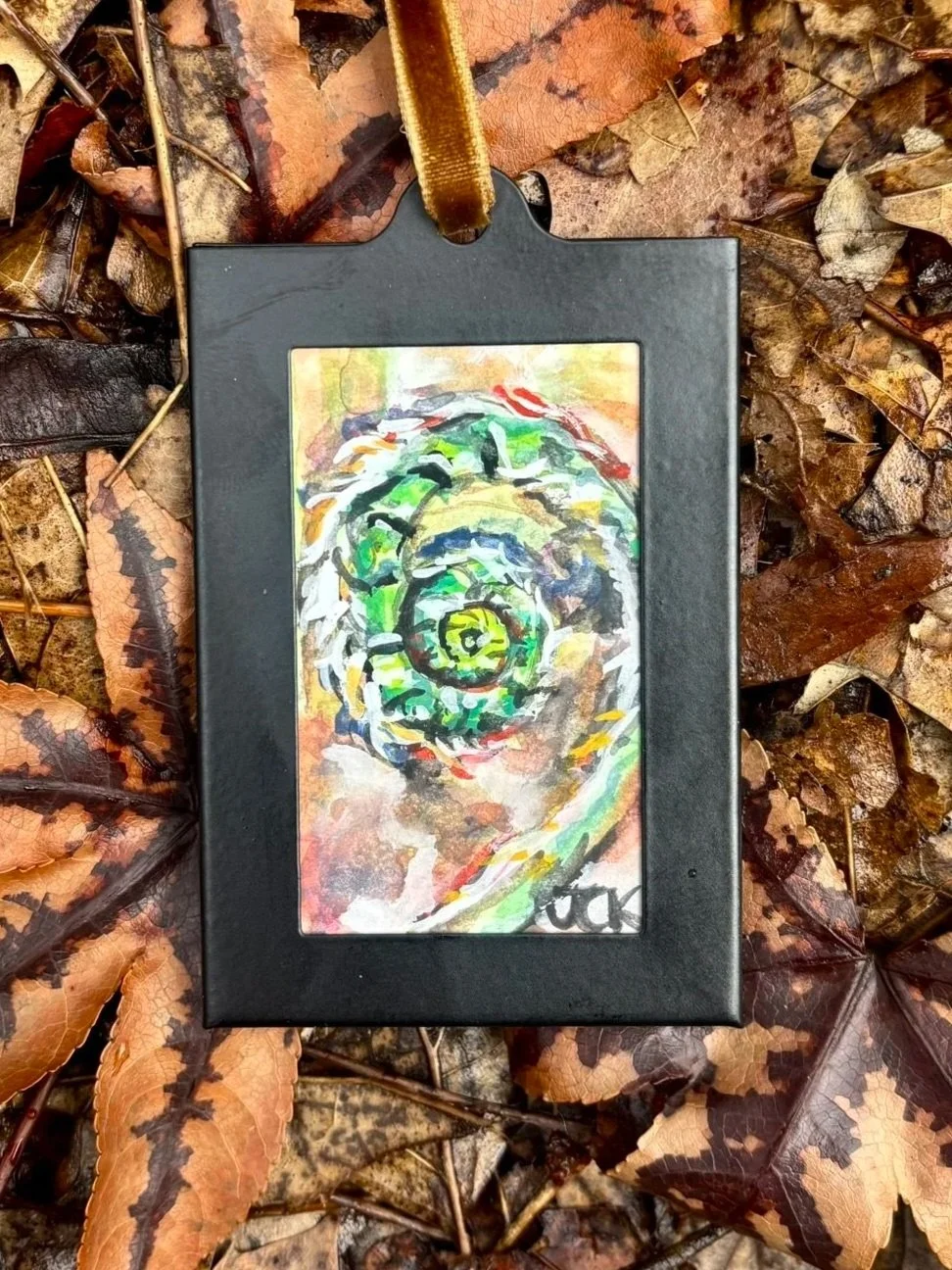 Fern Frond - SOLD, 2026, 2x3 inches, gouache on multimedia paper