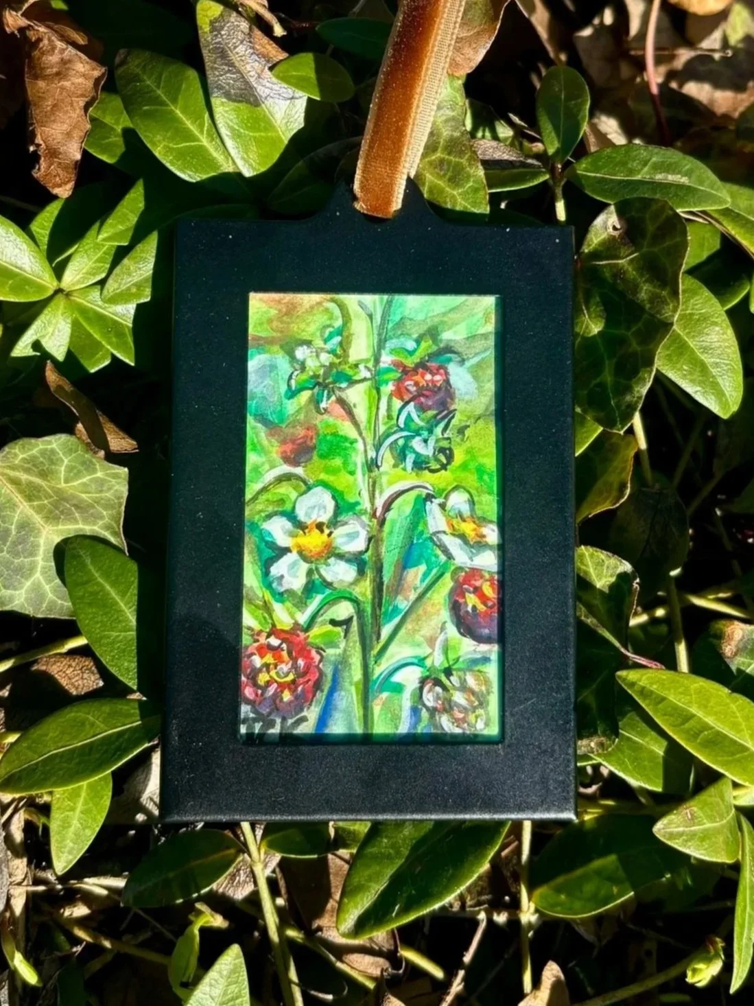 Wild Strawberry, 2026, 2x3 inches, gouache on multimedia paper - SOLD
