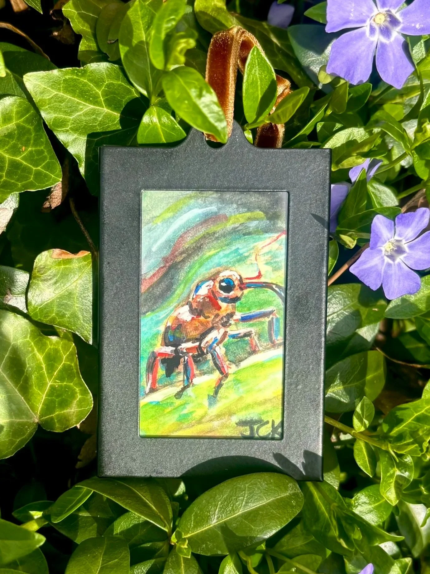 Acorn Weevil, 2026, 2x3 inches, gouache on multimedia paper - SOLD