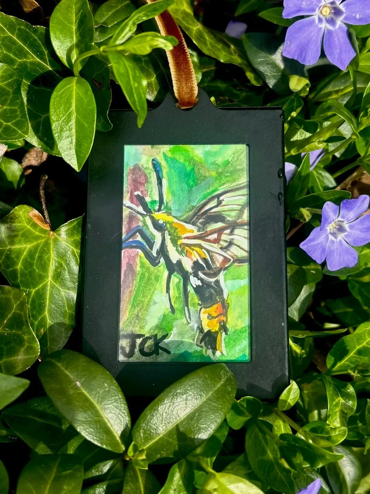 Hummingbird Hawk-Moth, 2x3 inches, 2026, gouache on multimedia paper - SOLD