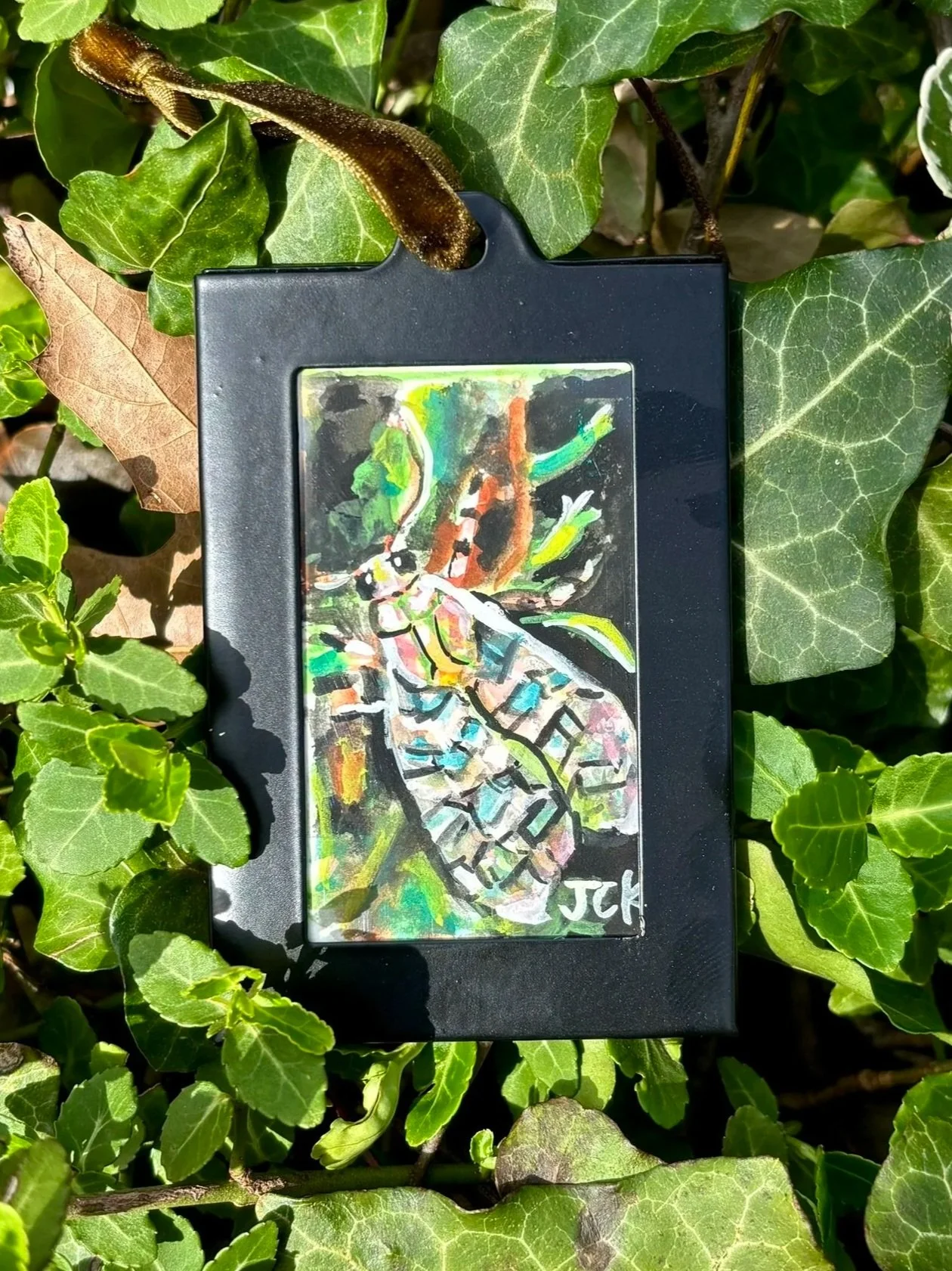 Banded Tussok Moth, 2026, 2x3 inches, gouache on multimedia paper