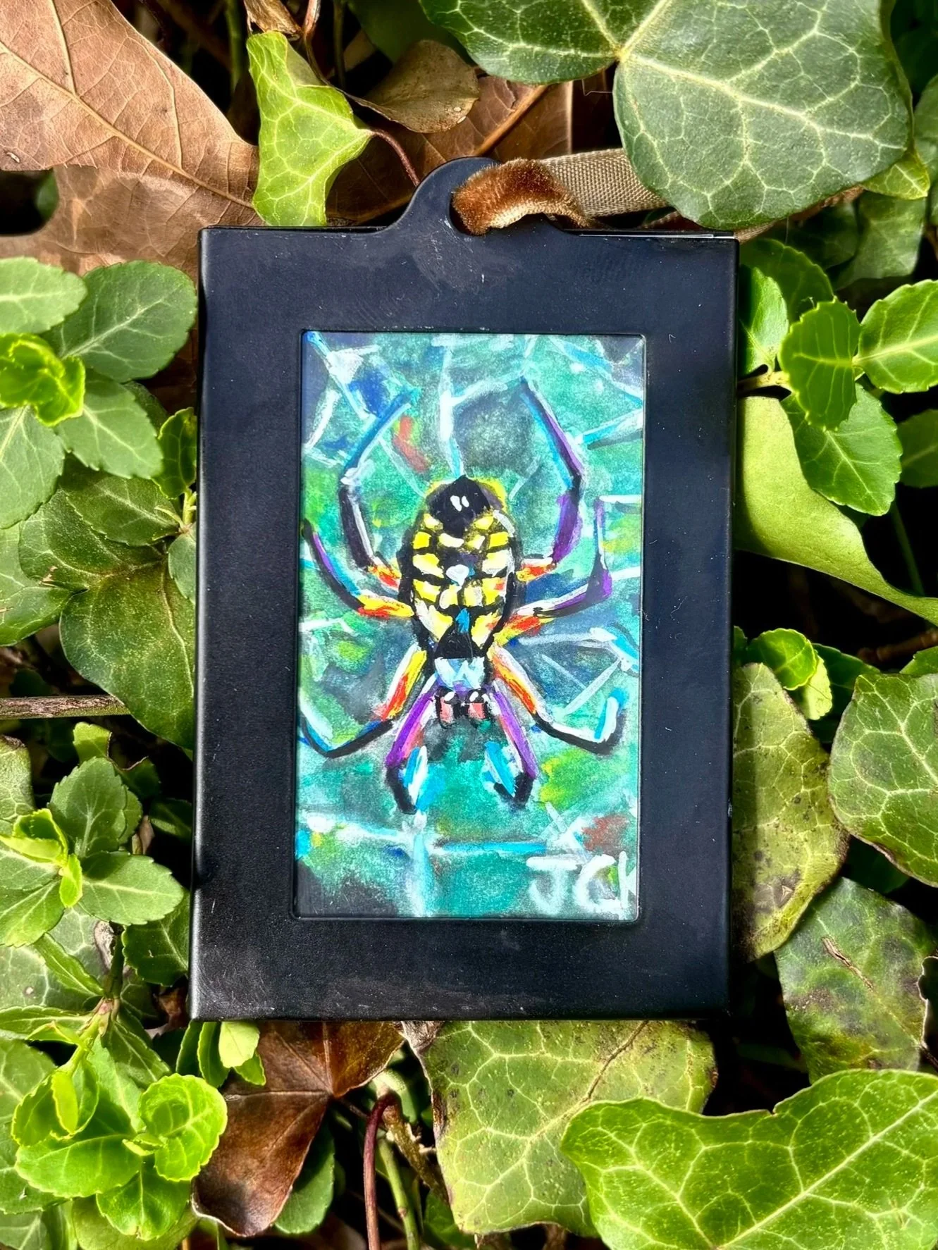 Yellow and Black Garden Spider, 2026, 2x3 inches, gouache on multimedia paper - SOLD