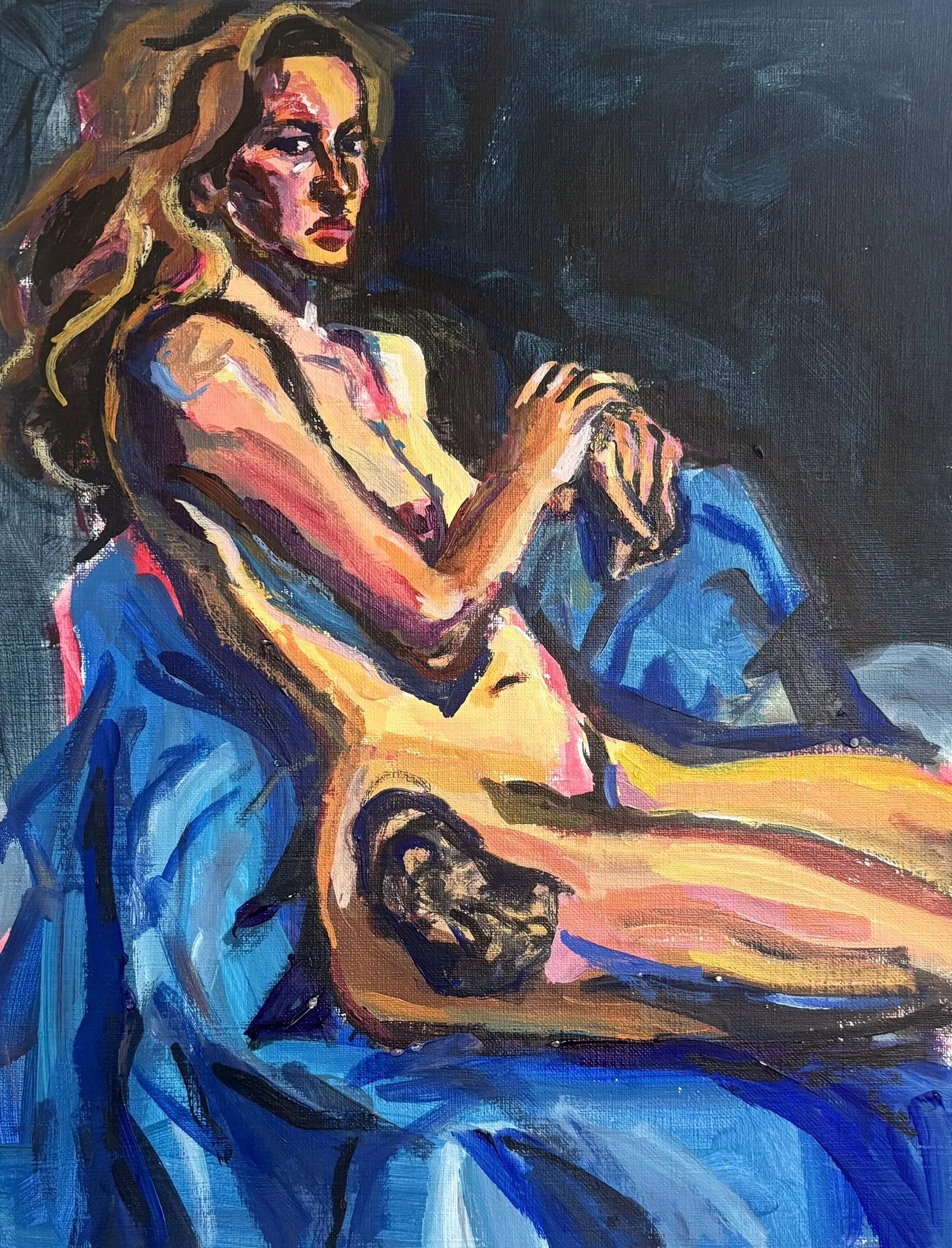 Leaning Figure, 2026, 12x16 inches, acrylic on canvas paper