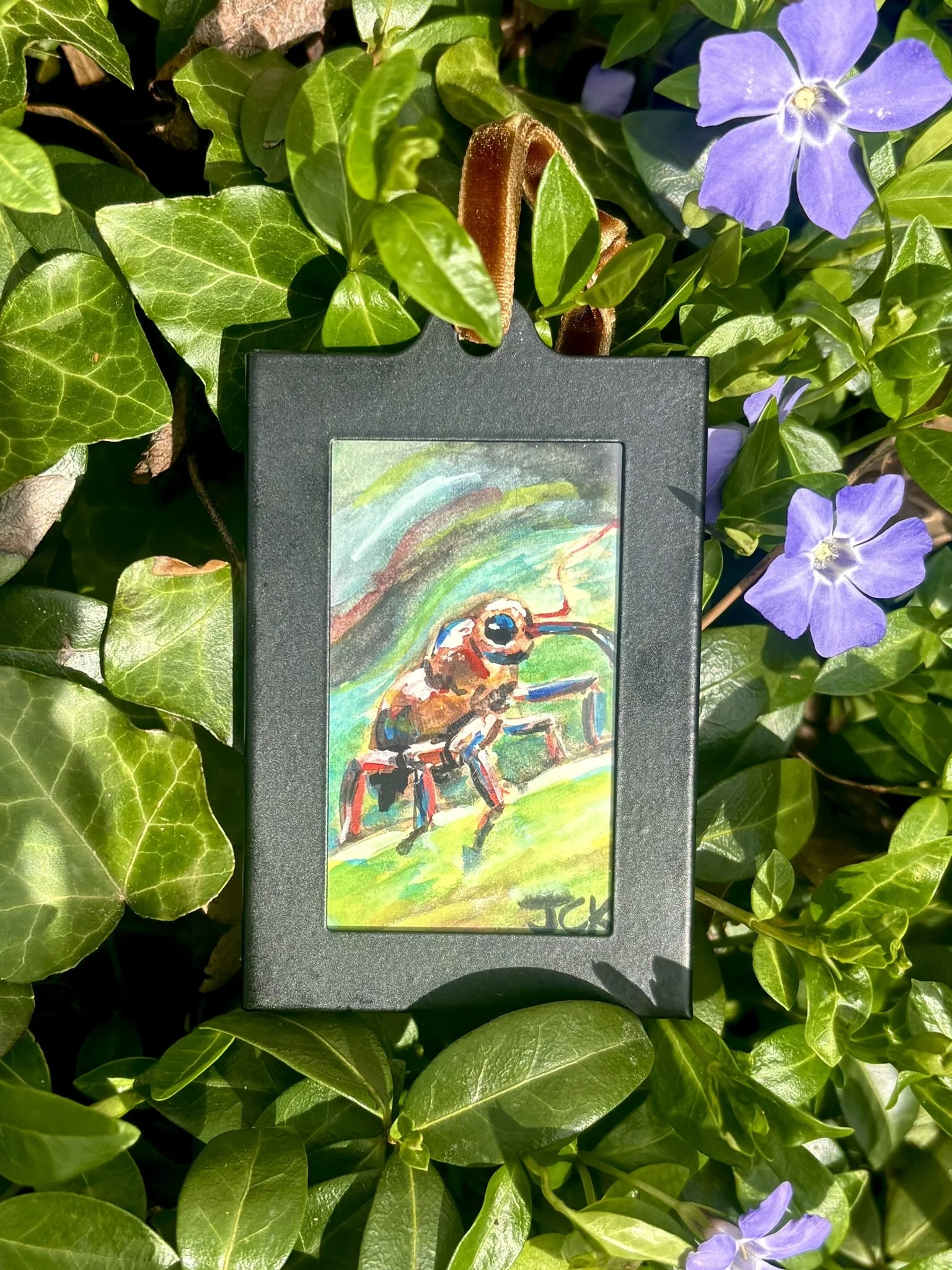 Acorn Weevil, 2026, 2x3 inches, gouache on multimedia paper