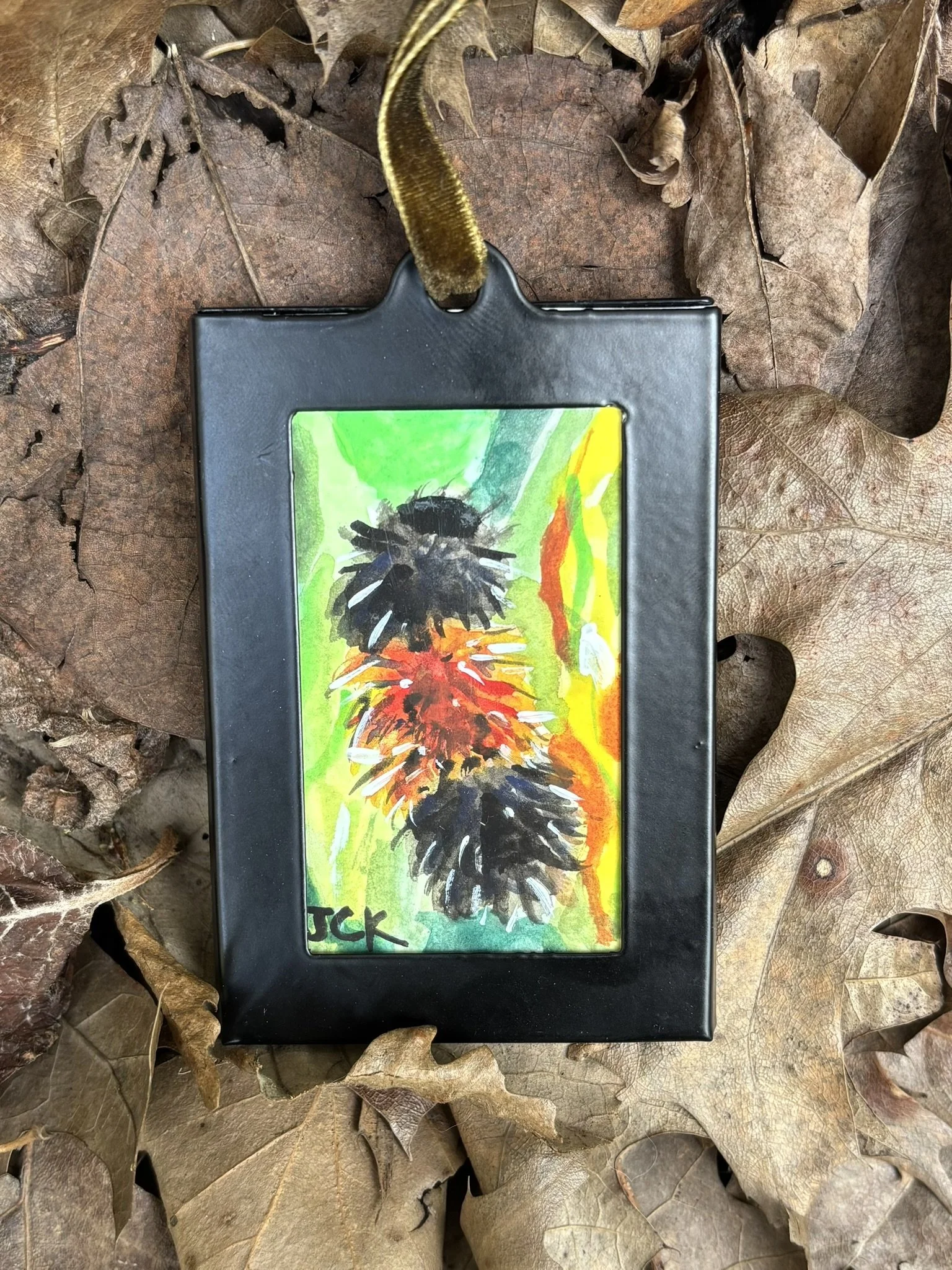 Wooly Bear Caterpillar, 2026, 2x3 inches, gouache on multimedia paper
