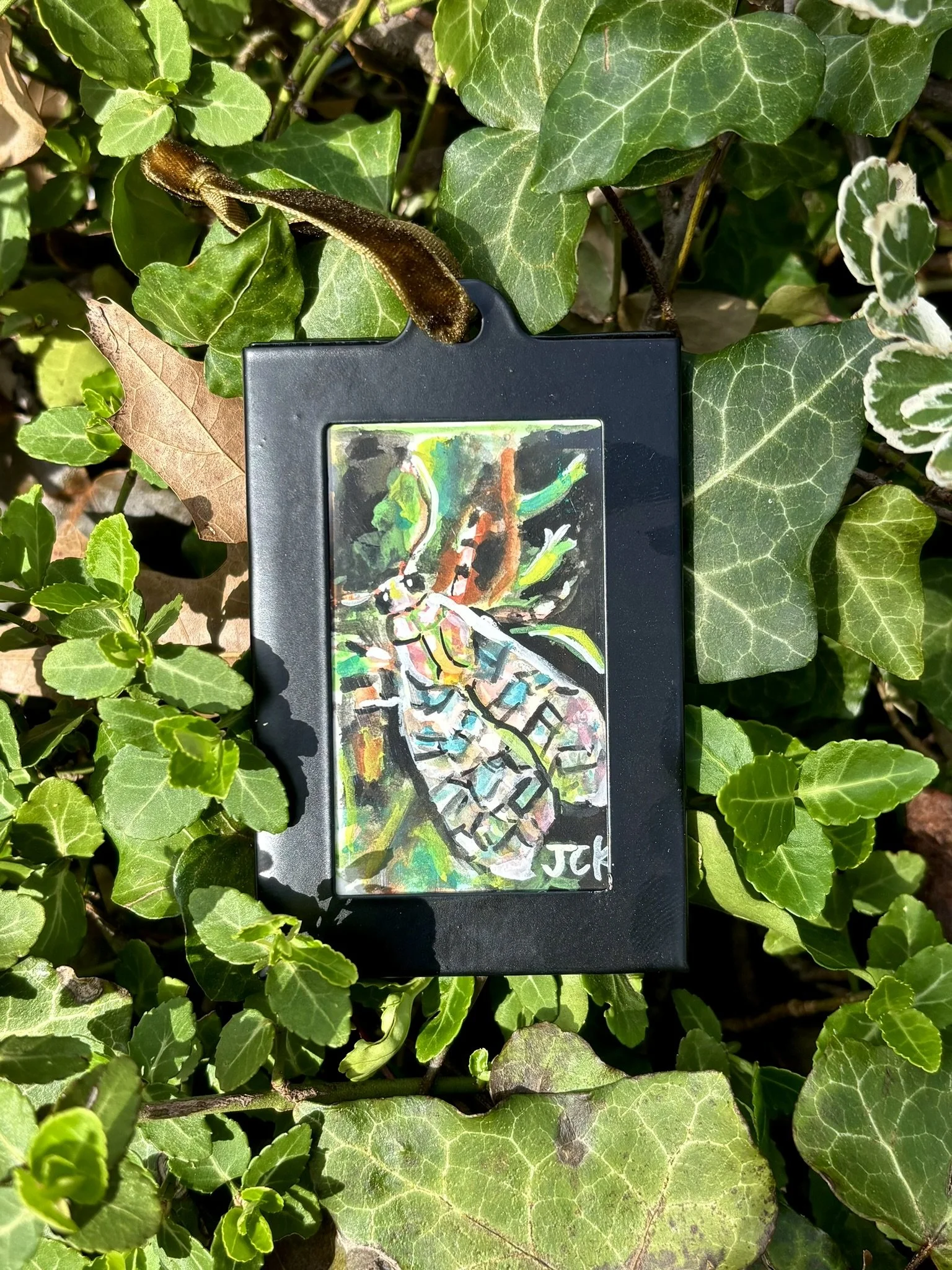 Banded Tussok Moth, 2026, 2x3 inches, gouache on multimedia paper