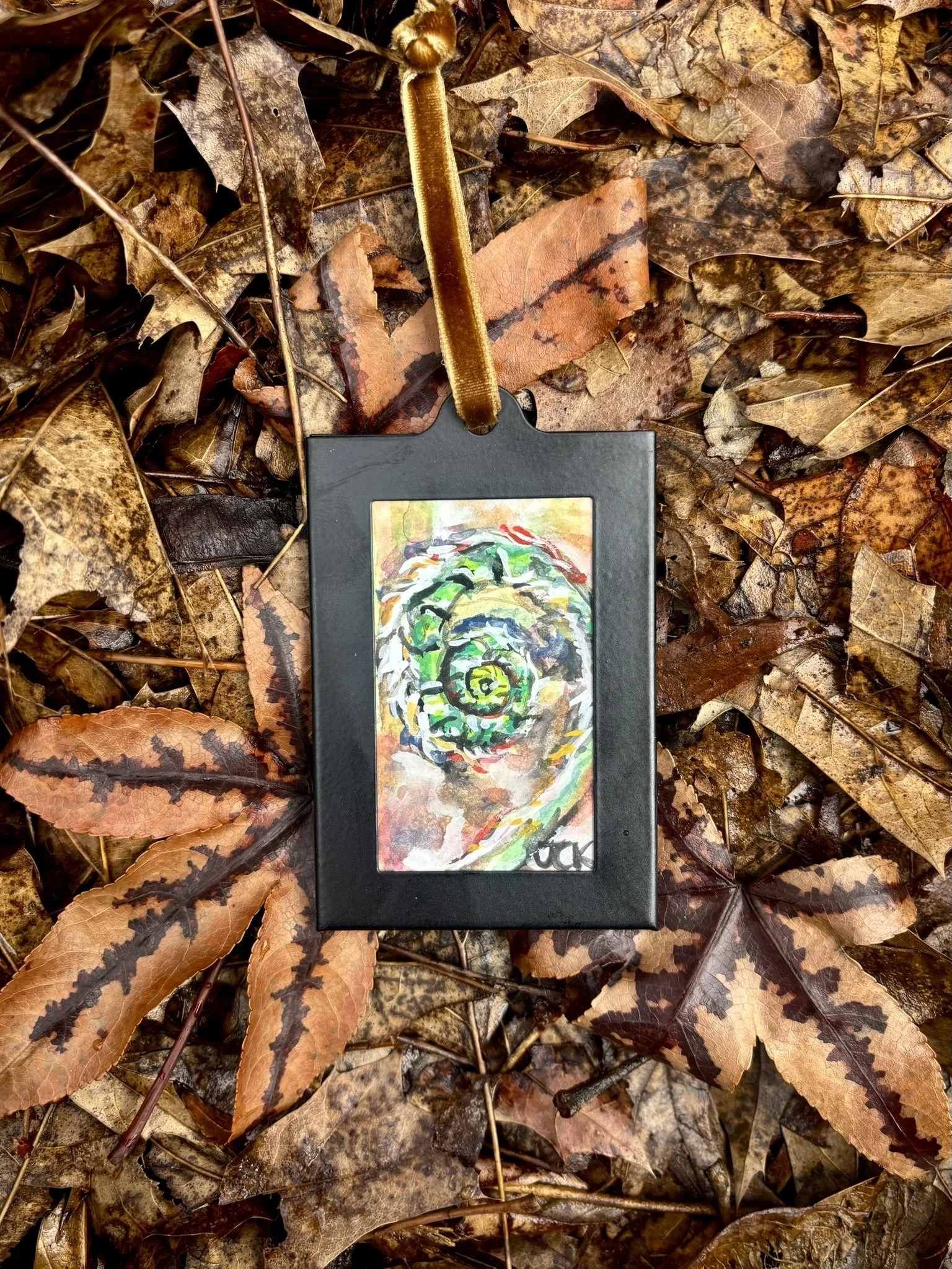 Fern Frond, 2026, 2x3 inches, gouache on multimedia paper