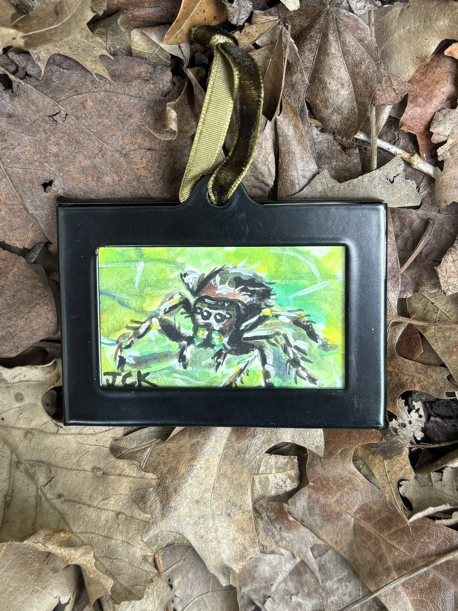 Bold Jumping Spider, 2026, 2x3 inches, gouache on multimedia paper - SOLD