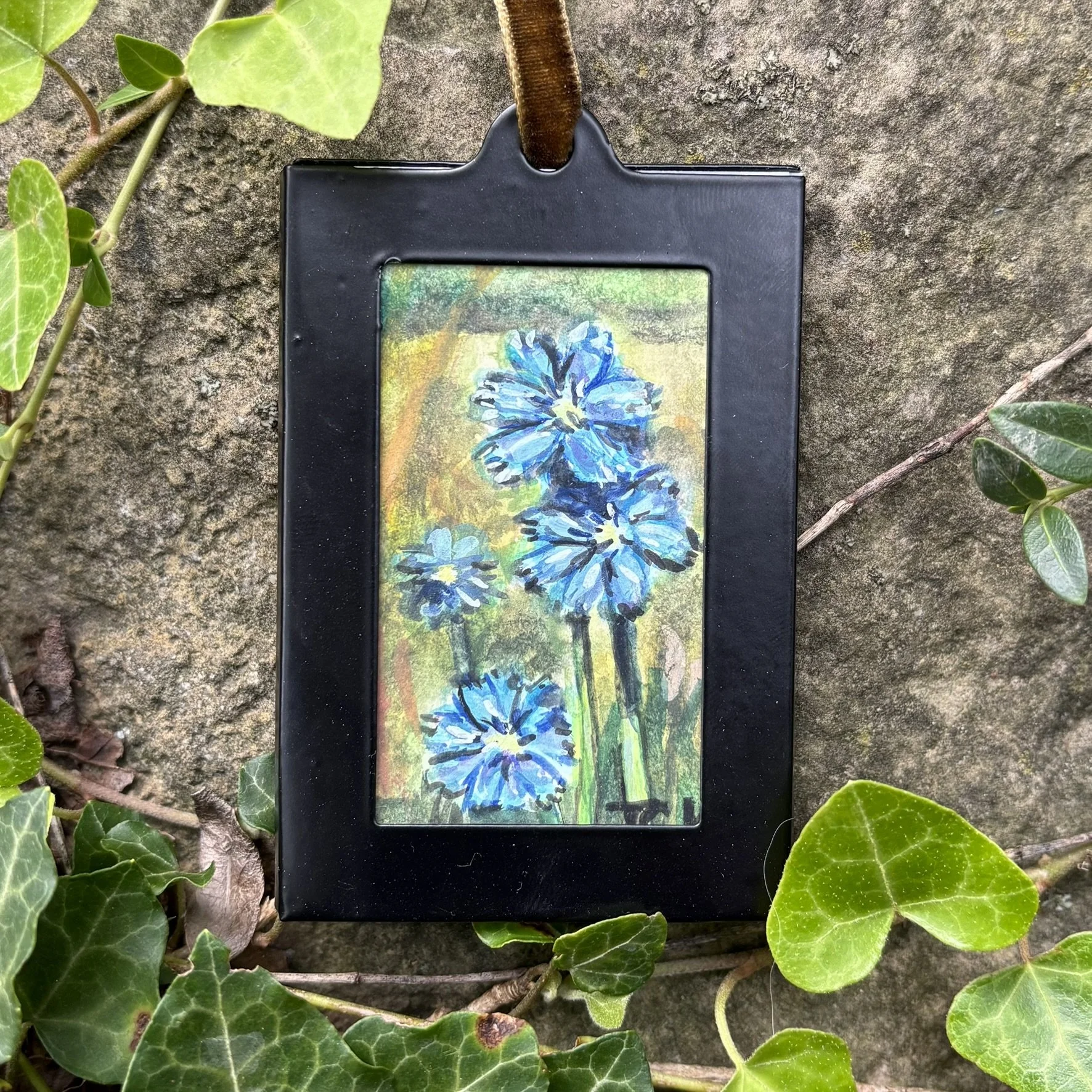 Chicory, 2026, 2x3 inches, gouache on multimedia paper