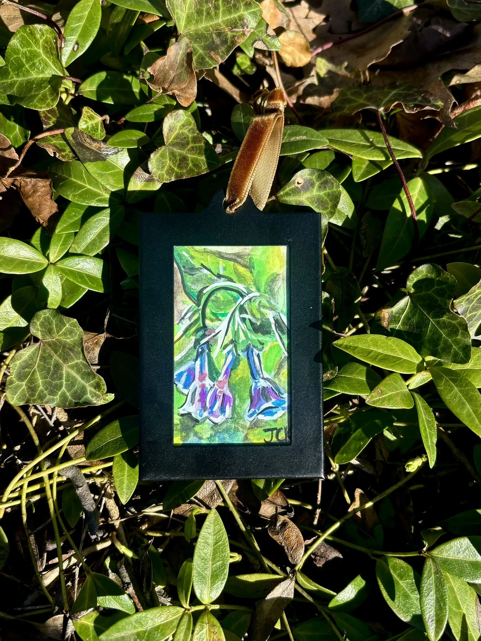 Virginia Bluebell, 2026, 2x3 inches, gouache on multimedia paper