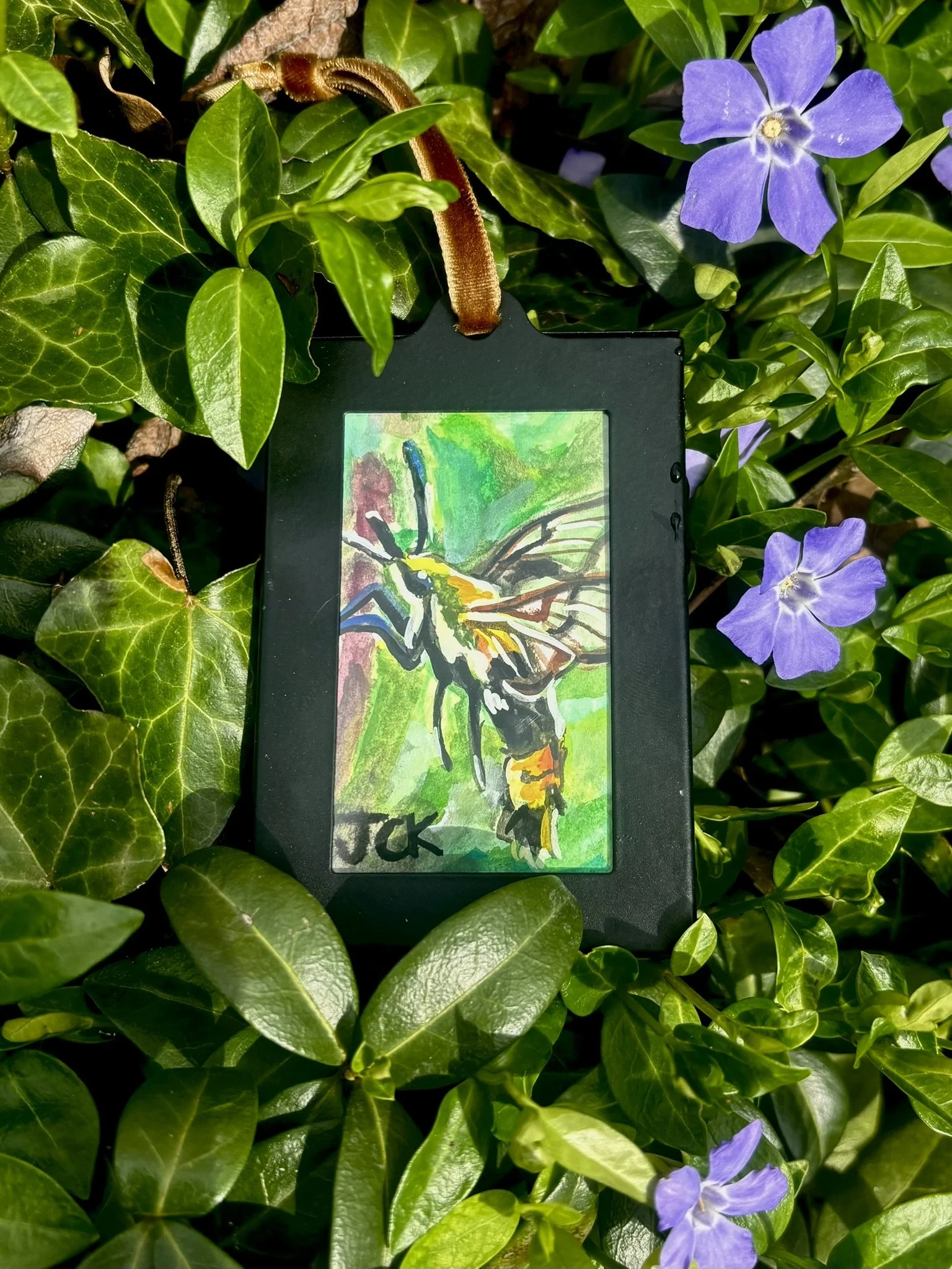 Hummingbird Hawk-Moth, 2x3 inches, 2026, gouache on multimedia paper