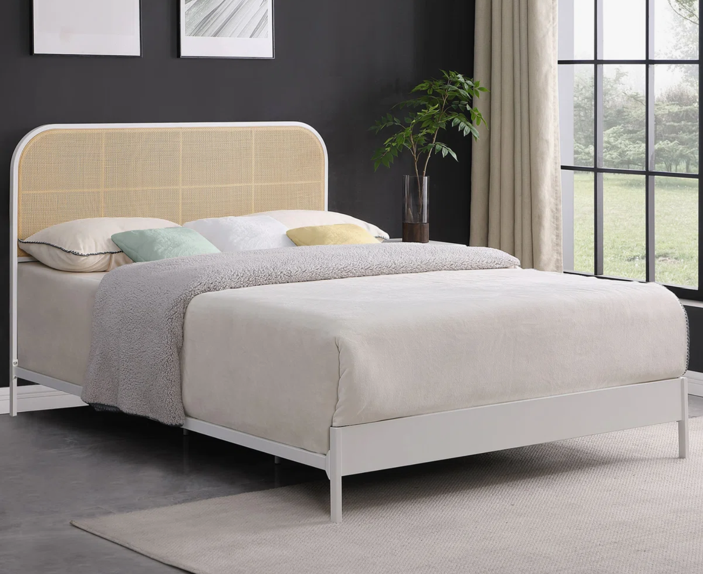Metal Frame Queen Panel Bed