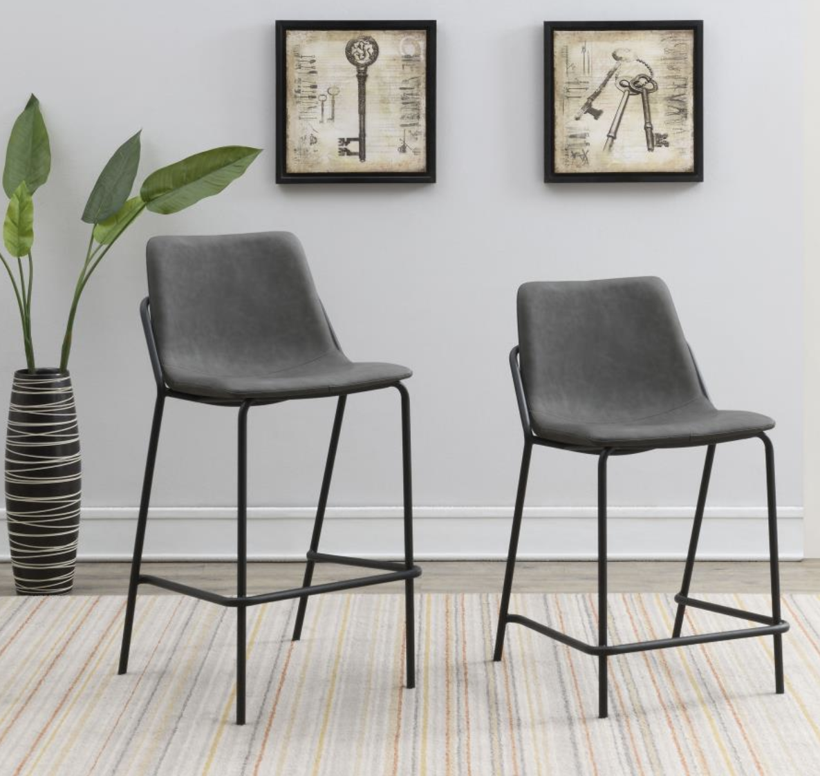 Upholstered Counter High Chair Grey (Set of 2)