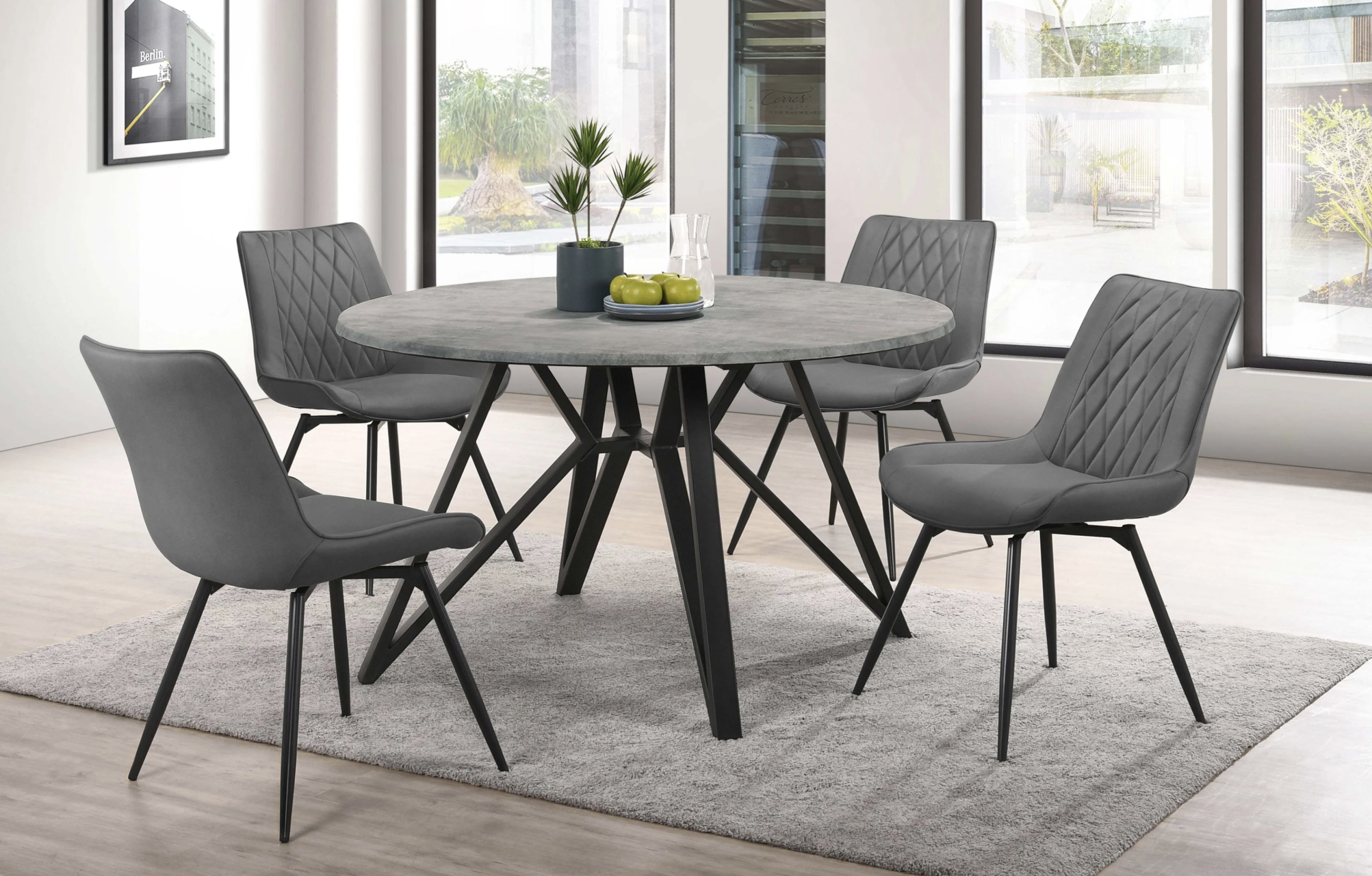 Round 50-inch Indestructible Dining Table Gunmetal Legs