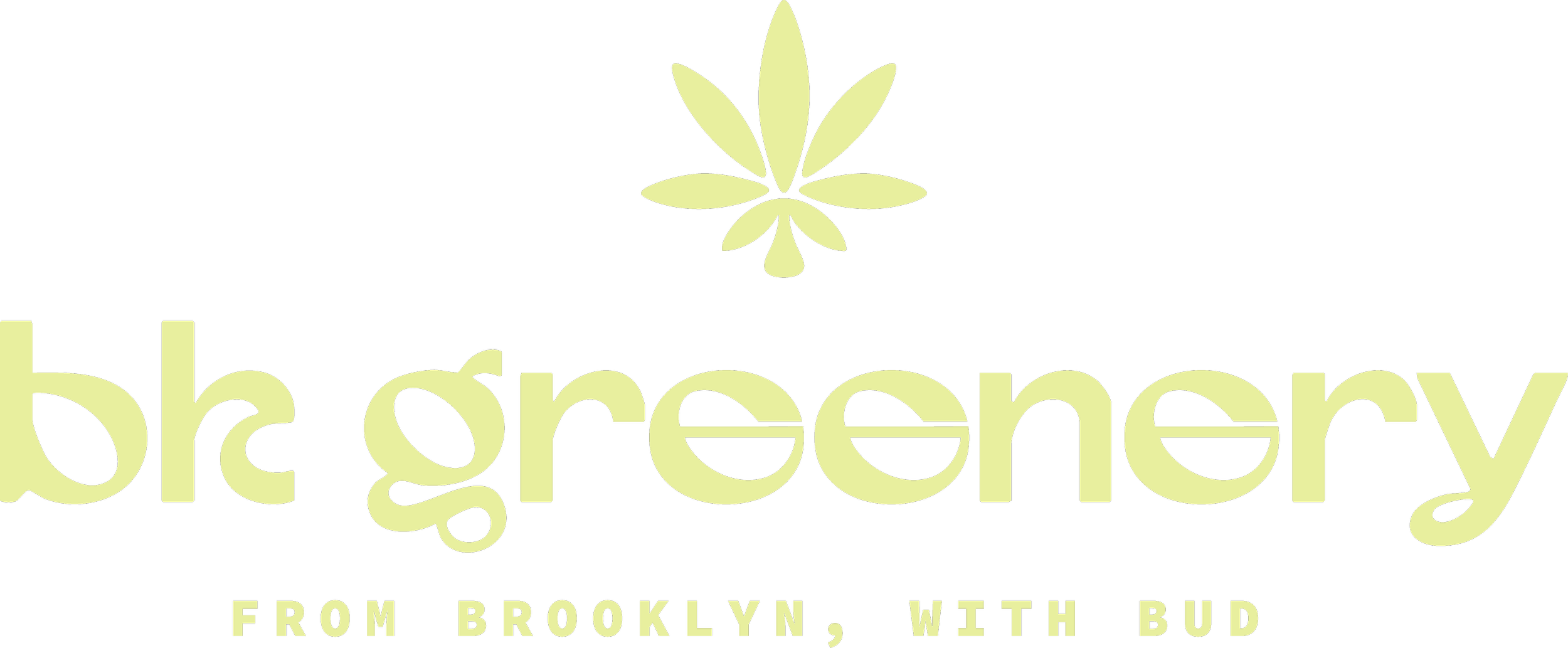 Logo for 'The Bc Greenery,' a cannabis dispensary, featuring a stylized cannabis leaf and the tagline 'From Brooklyn, with bud.'