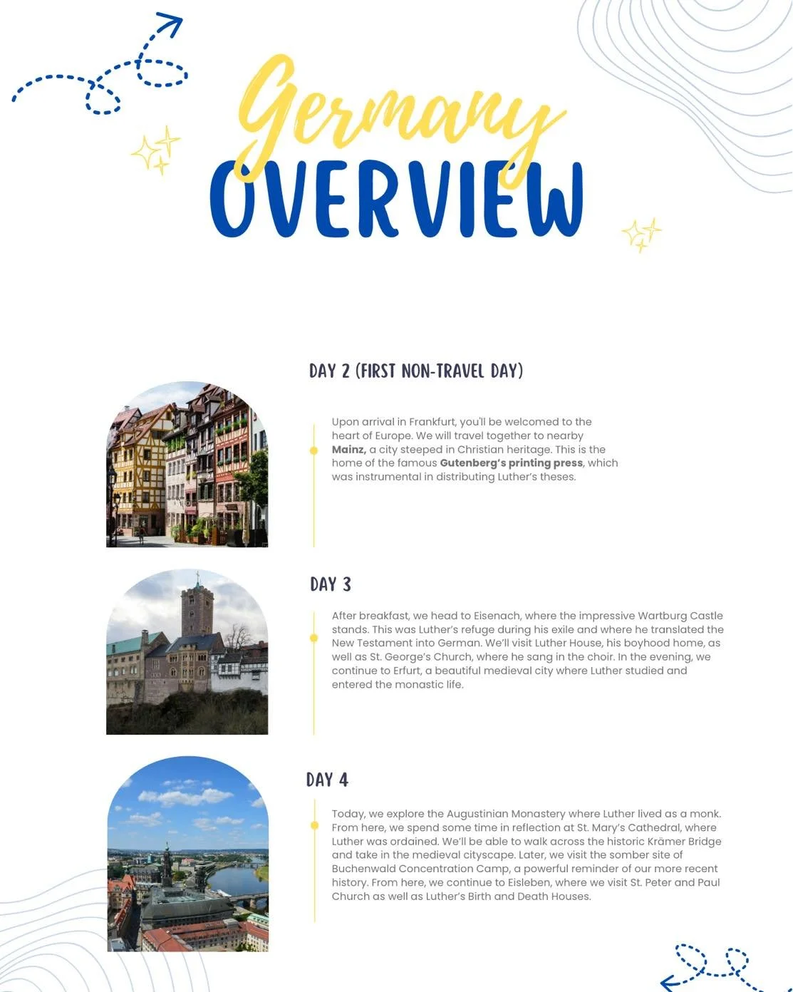 Take a look at the first few days we will spend in Germany! It's not too late to register to join us!