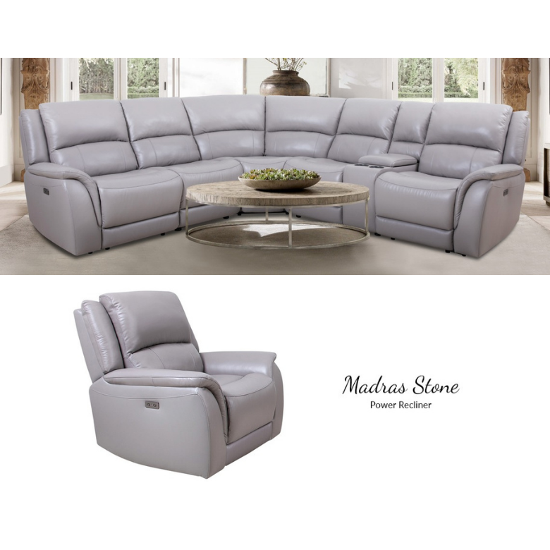 Madras Stone Top Grain Leather Recliner Sectional