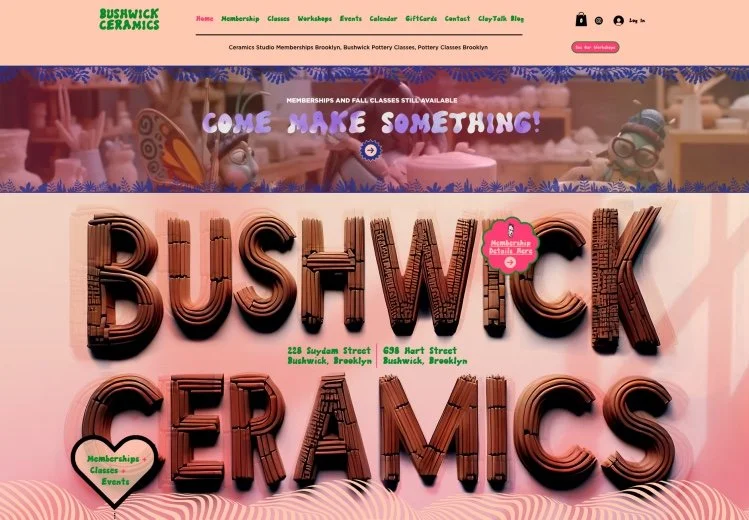 Screenshot of Bushwick Ceramics Homepage