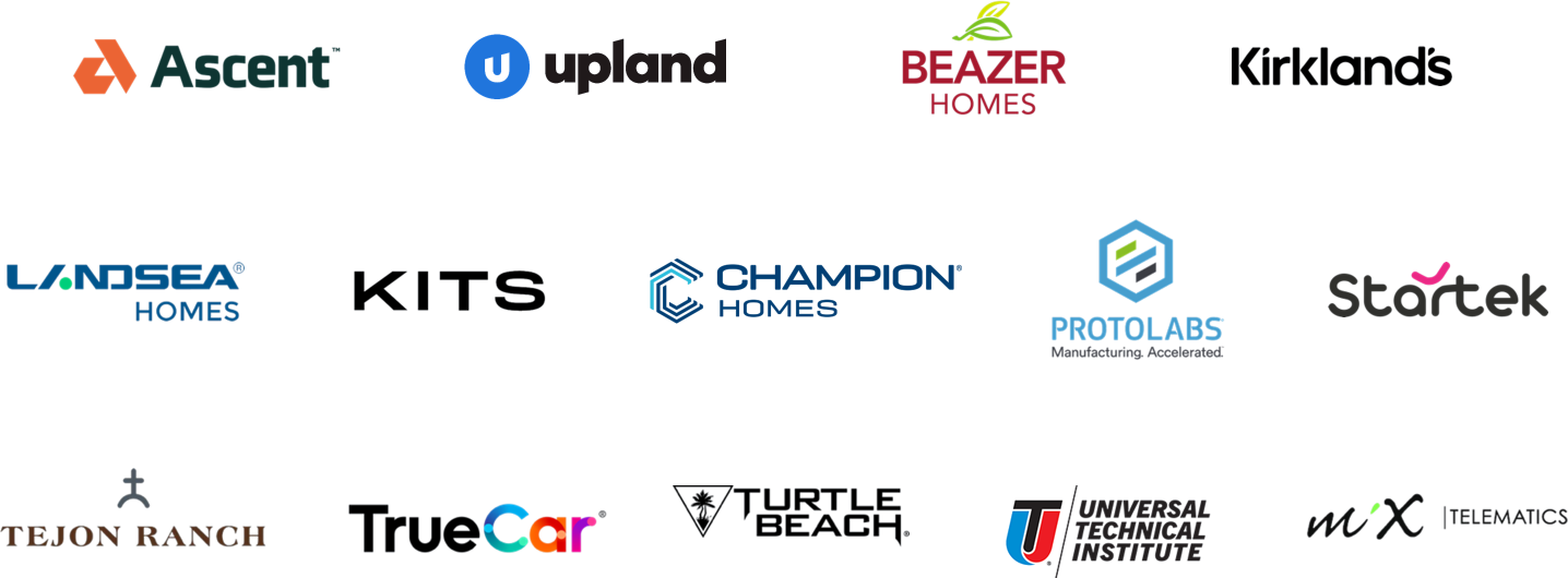 Select experience: Ascent, Upland, Beazer Homes, Kirkland's, Landsea Homes, KITS, Champion Homes, Protolabs, Startek, Tejon Ranch, TrueCar, Turtle Beach, Universal Technical Institute, MiX Telematics