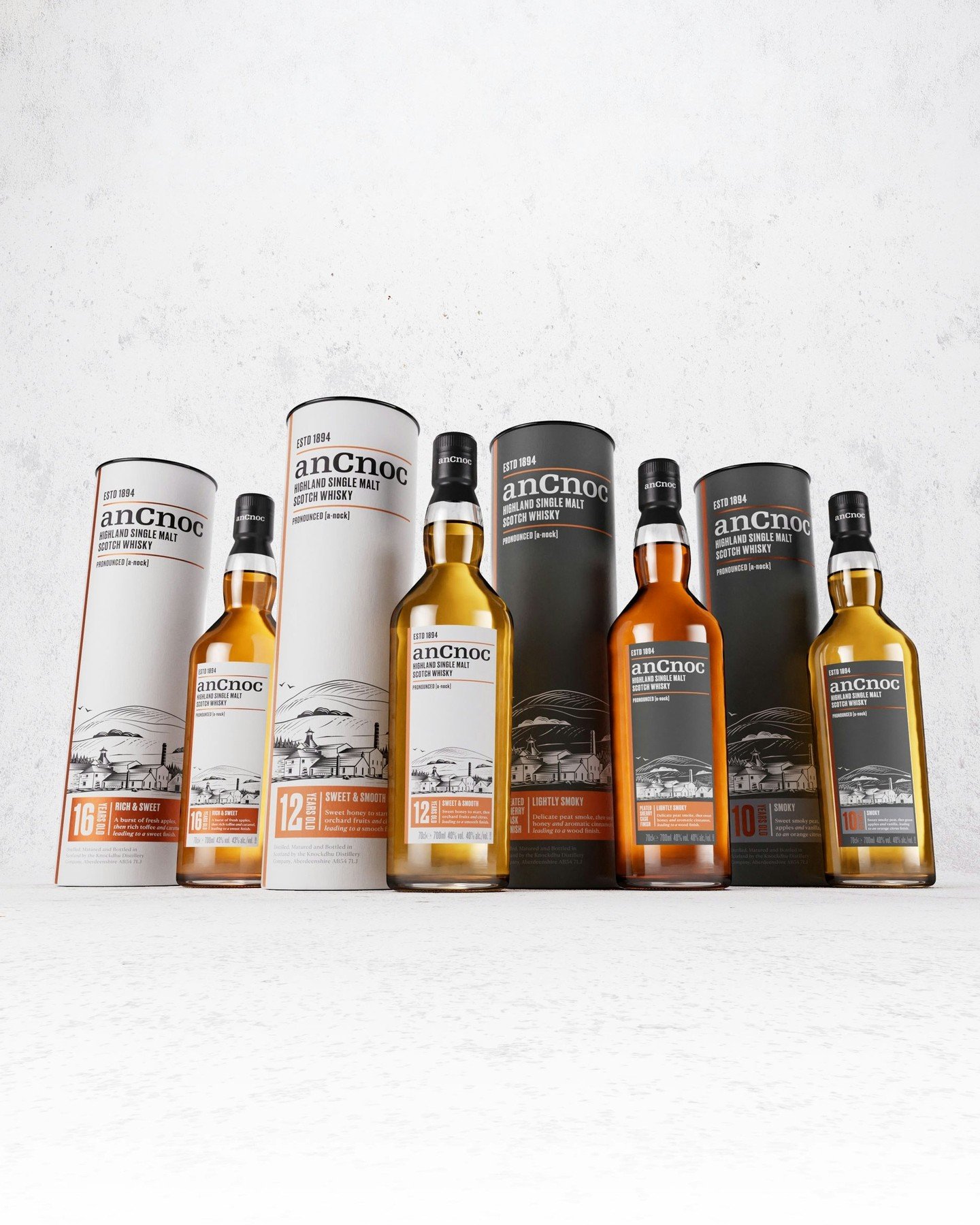 We stripped away the jargon and let the whisky speak for itself. The evolved anCnoc identity embraces bold typography, generous white space, and textural elements that give it grit and authenticity. 

anCnoc doesn't follow trends. It doesn't cut corn